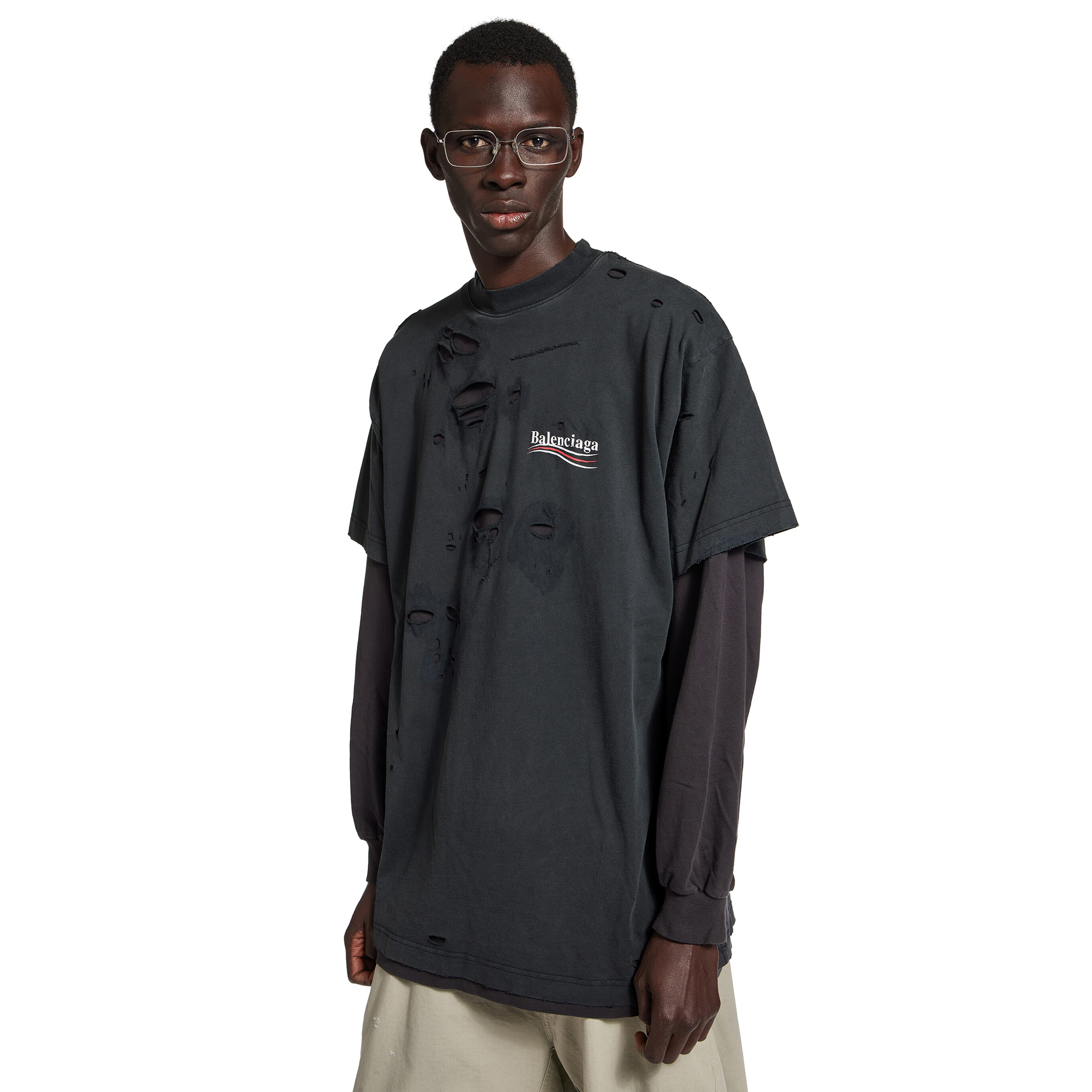 NIGO Balenciaga Men's Spring Summer Political Campaign Layered Black Vintage Plain Knit Long Sleeve T-Shirt #nigo75967