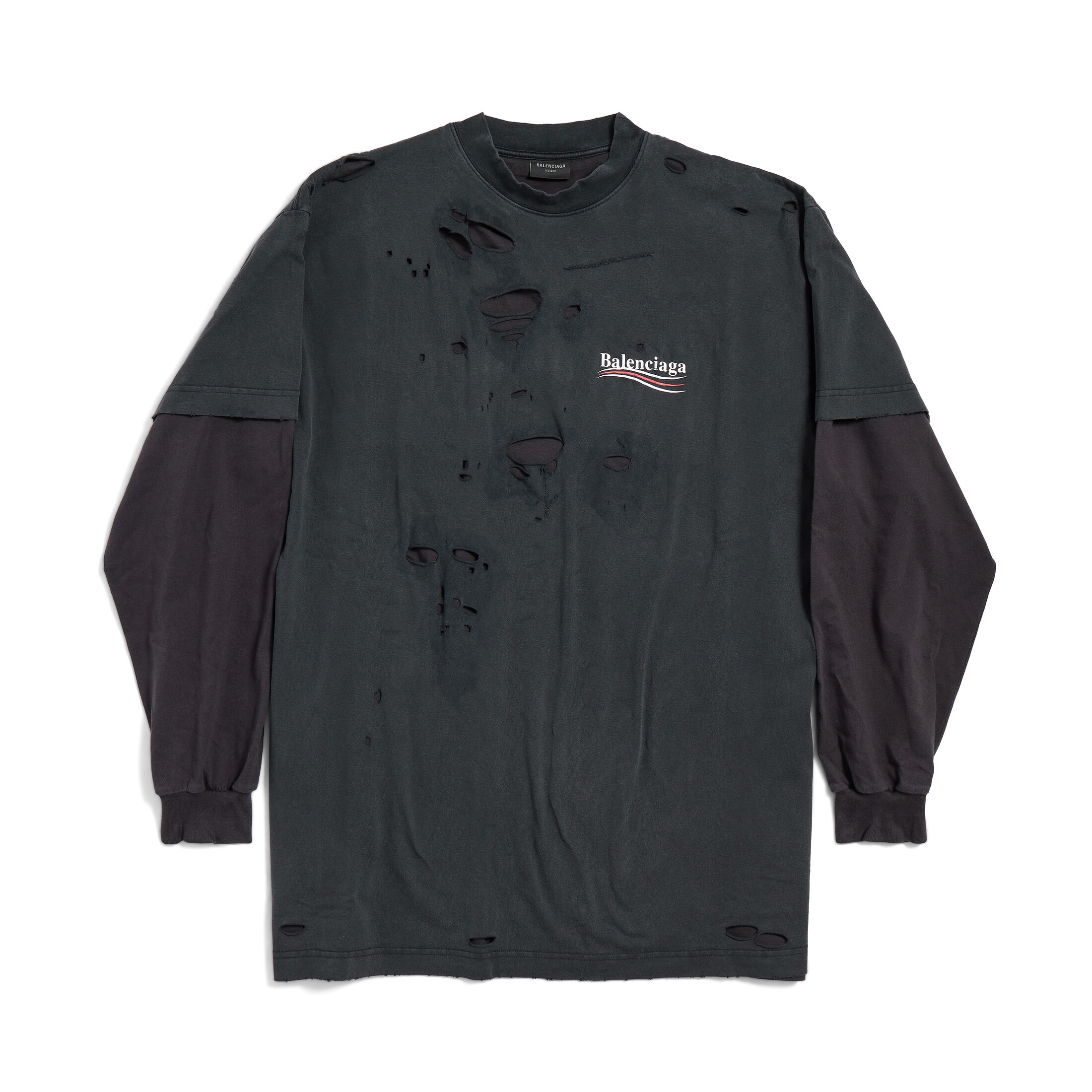 NIGO Balenciaga Men's Spring Summer Political Campaign Layered Black Vintage Plain Knit Long Sleeve T-Shirt #nigo75967