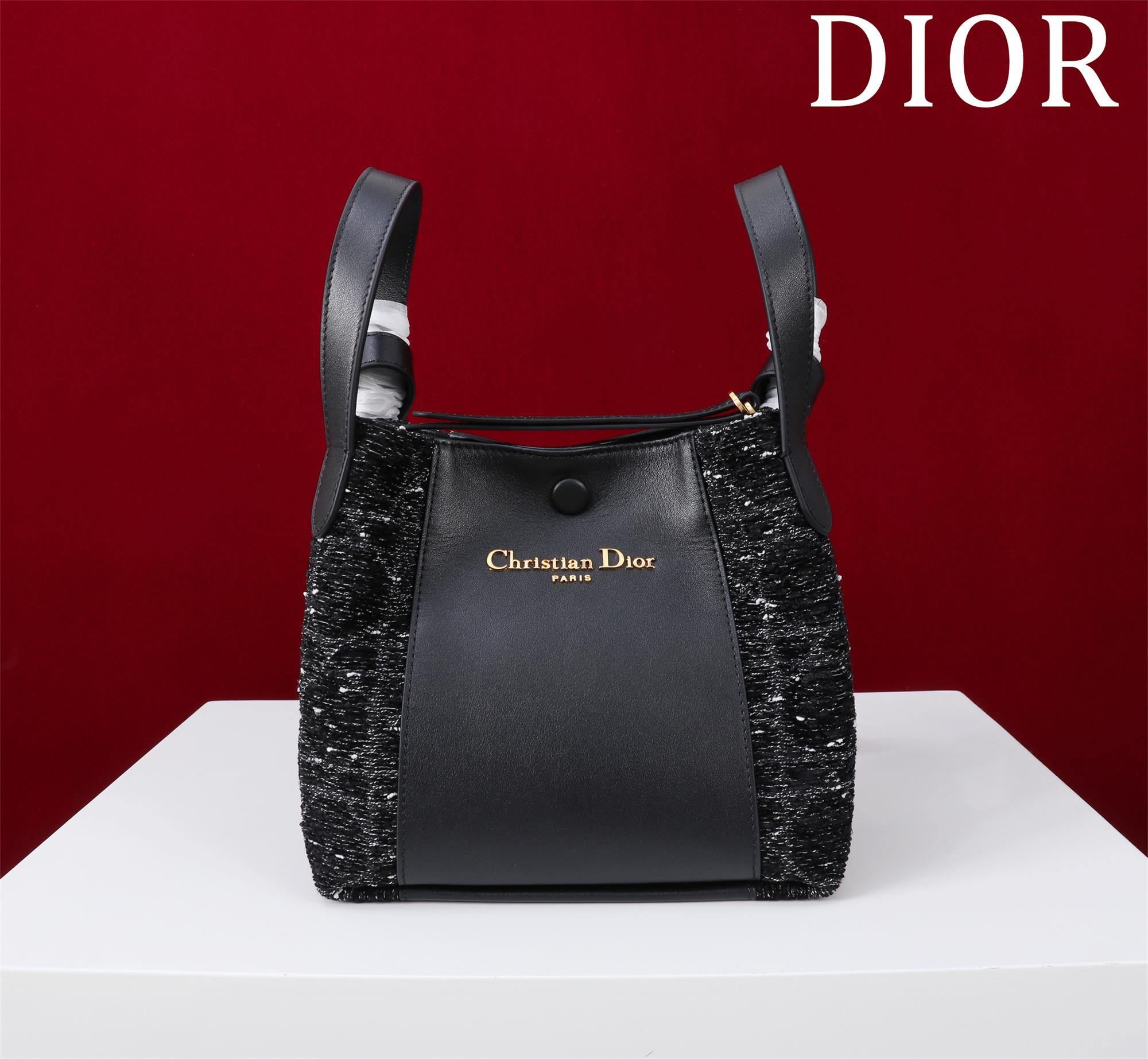 NIGO Dior Women's Solid Color Tweed & Leather Tote Shoulder Bag Bags #nigo75973