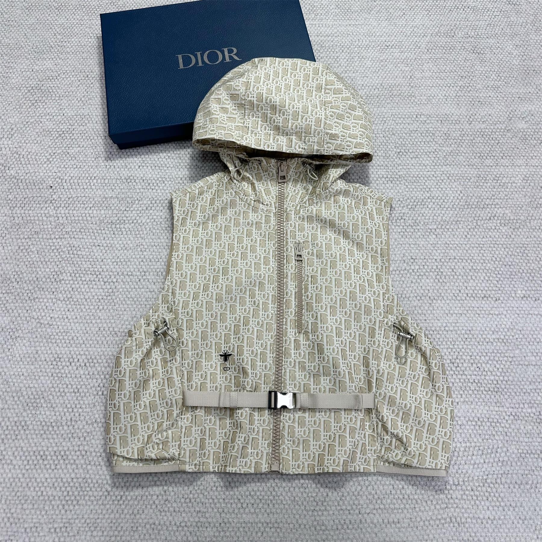NIGO Dior Women's Spring/Summer Logo Printed Solid Color Hooded Zipper Sleeveless Vest Jacket #nigo76126