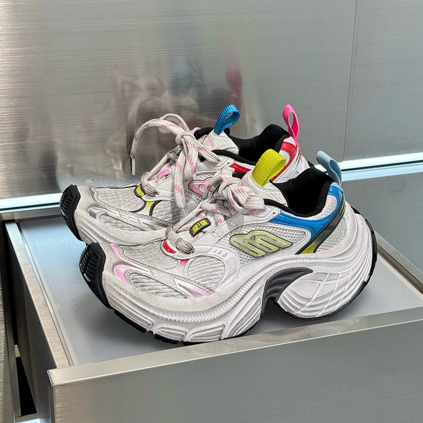 NIGO Balenciaga Men's Women's 6XL Colorblocking Height Increasing Sneakers Dazzling Fashion High Street Lace Up Shoes #nigo76122