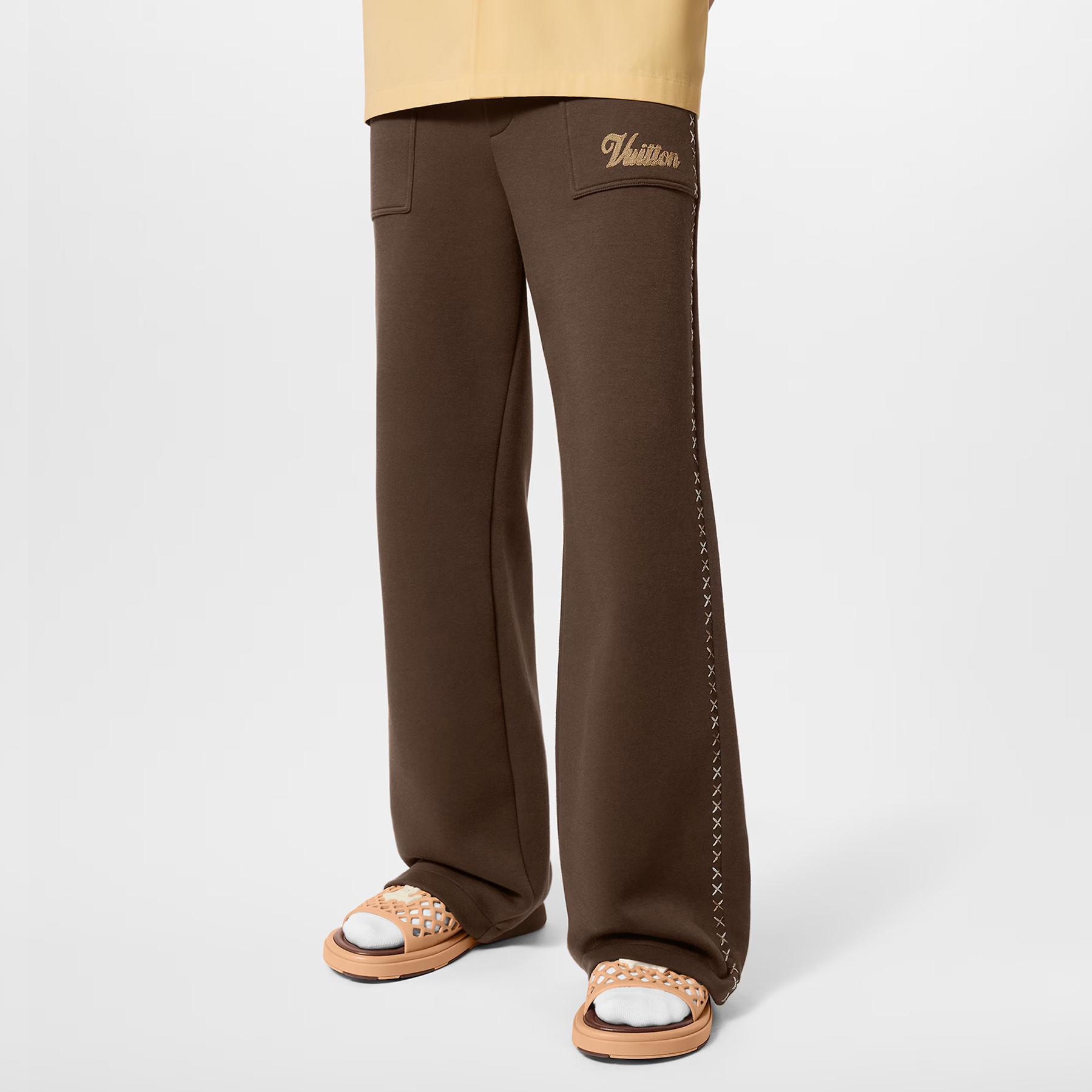 NIGO Louis Vuitton Men's Spring and Autumn Solid Color Letter Embroidery Drawstring Tie Loose Casual Pants #nigo76137