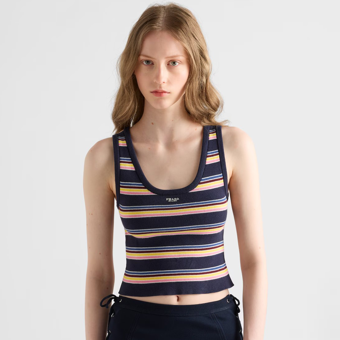 NIGO Prada Women's Summer Striped Printed Color Blocking Slim Short Knitted Tank Top #nigo75976