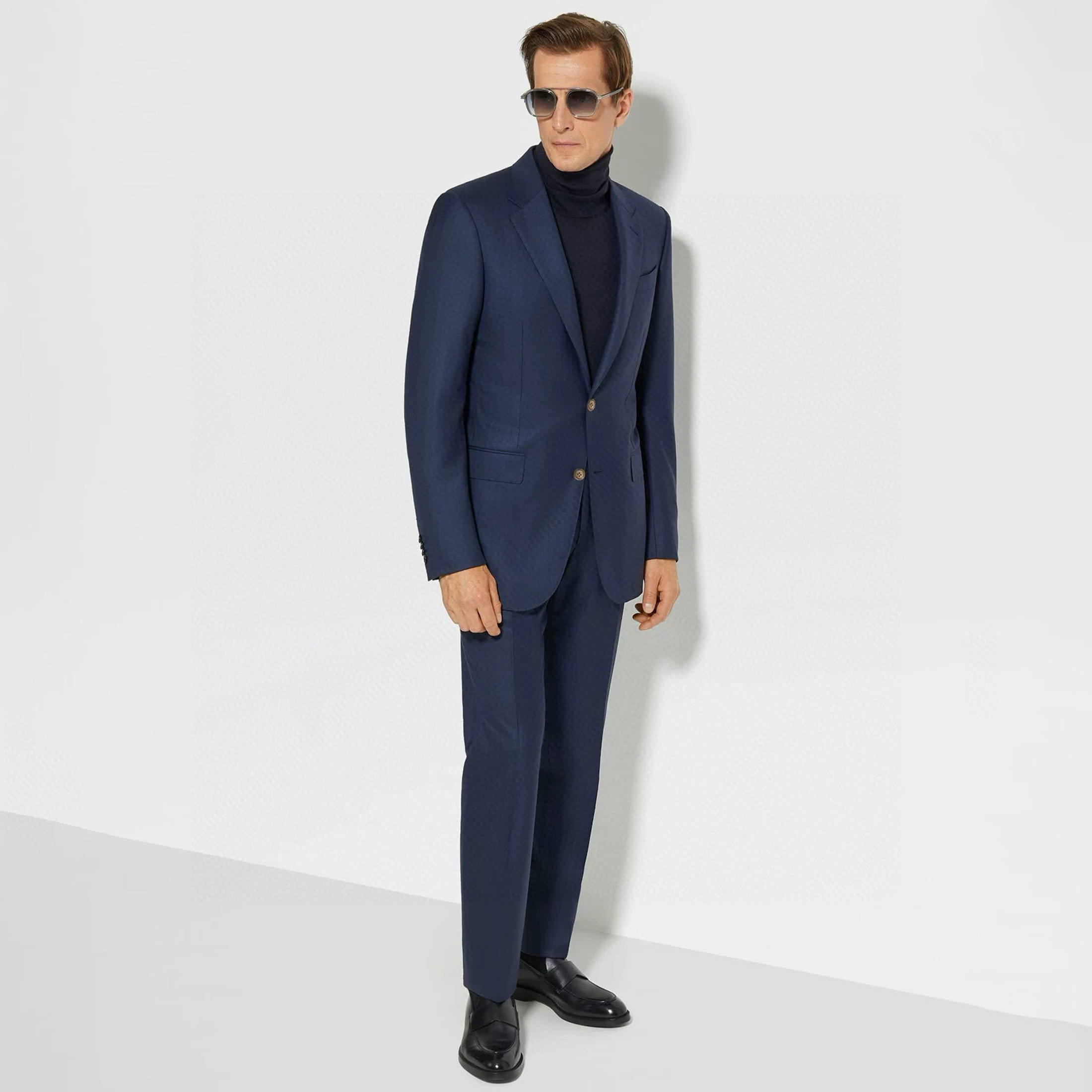 NIGO Ermenegildo Zegna  Men'S Spring And Autumn Business Casual Wool Suit Set Navy Blue Temperament Casual Comfortable Formal Suit Jacket Straight Suit Pants Trousers #nigo75986