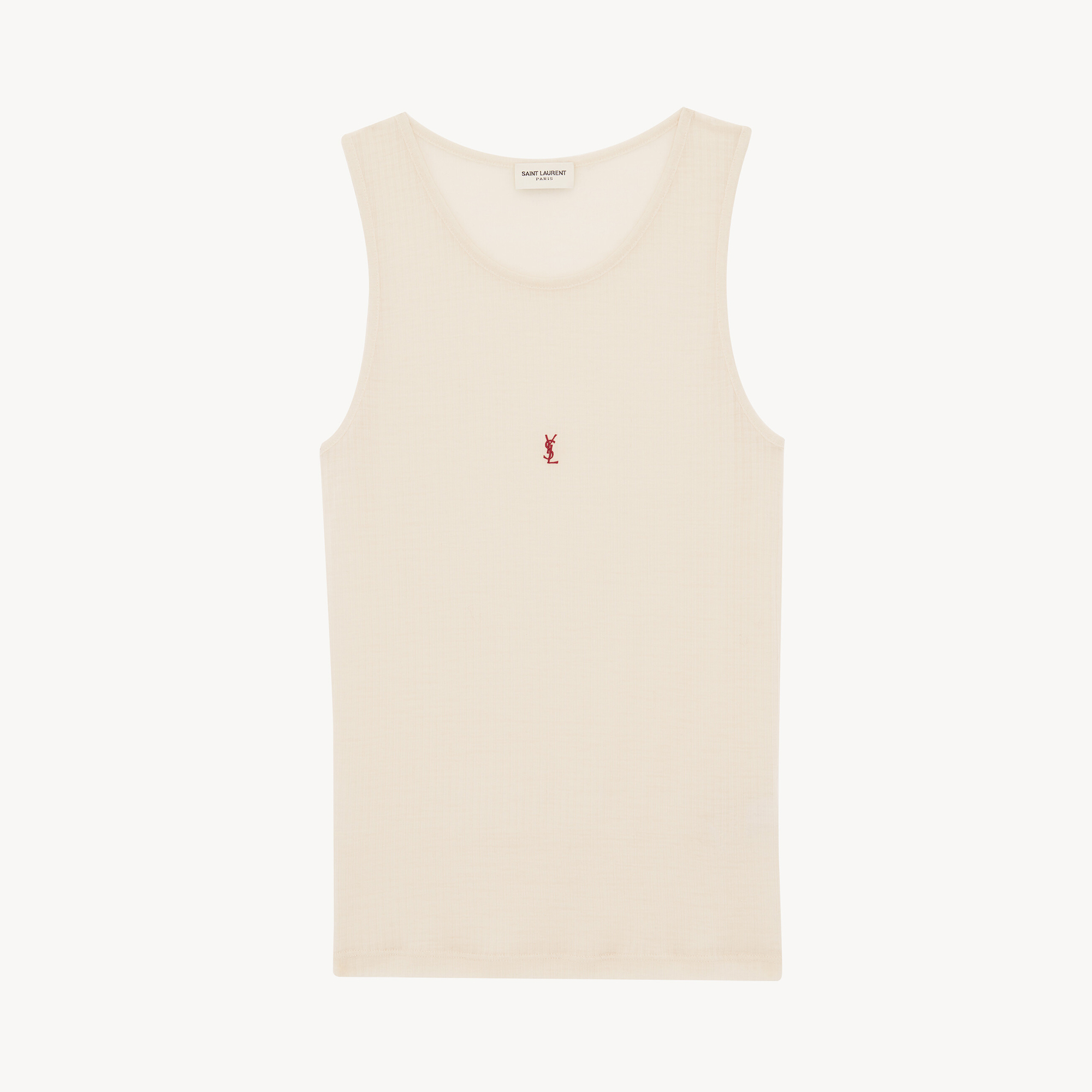 NIGO SAINT LAURENT Women's Summer Solid Color Semi-sheer Ribbed Letter Embroidered Tank Top #nigo76133