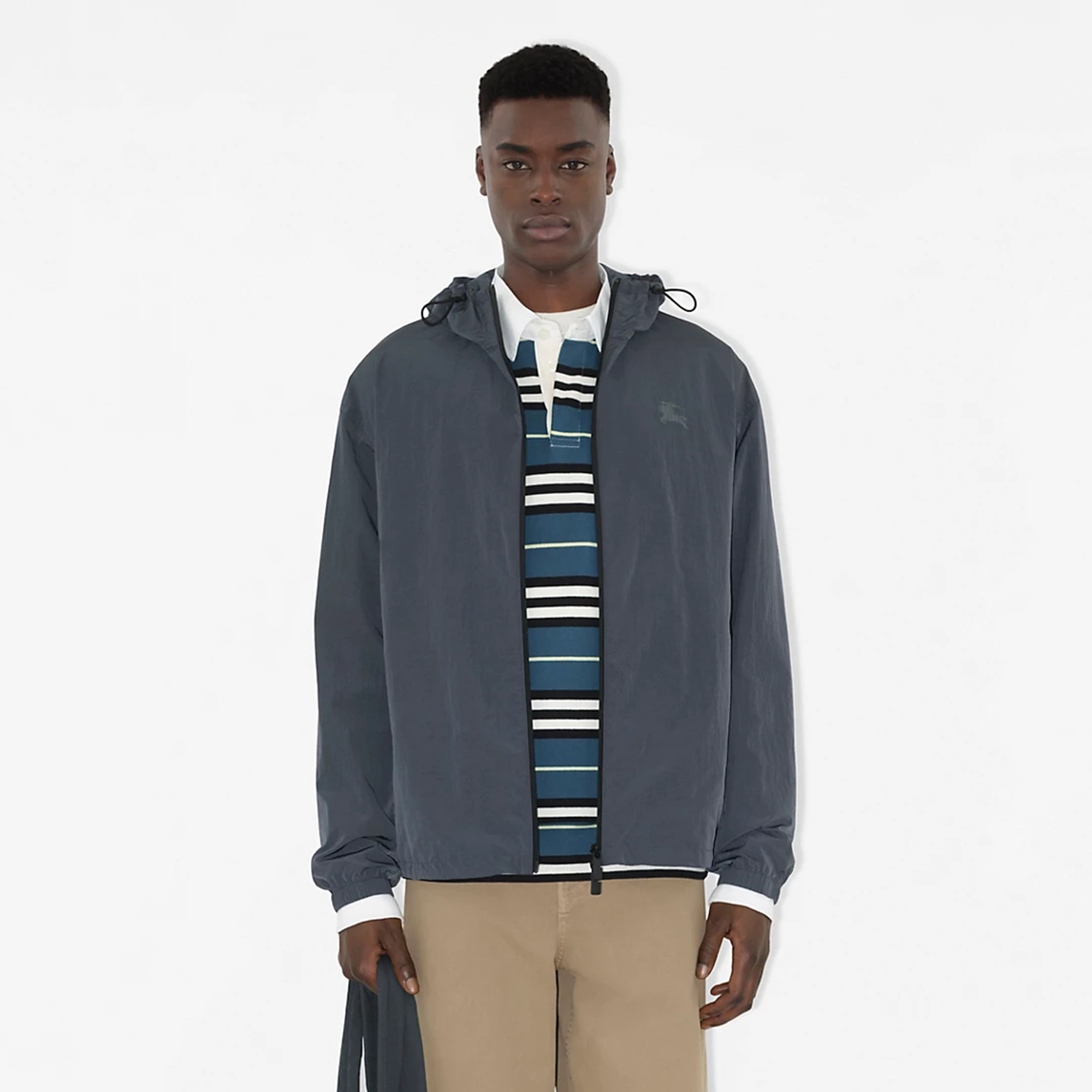 NIGO Burberry Men's Spring & Autumn EKD Badge Nylon Solid Color Long Sleeve Zipper Loose Hooded Jacket #nigo76111