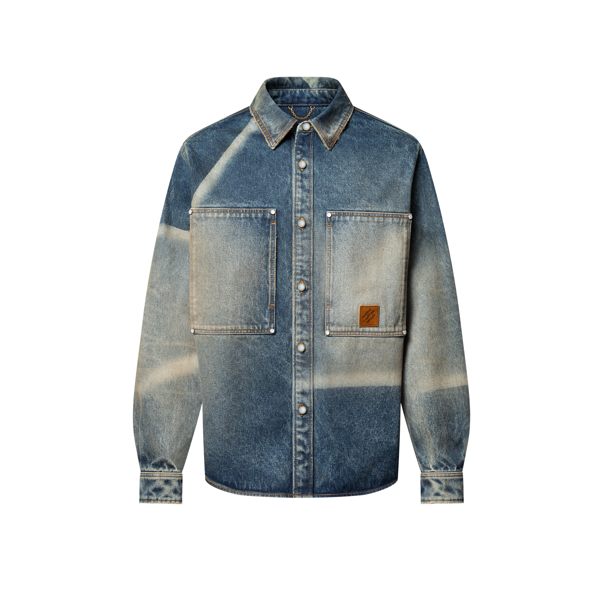 NIGO Louis Vuitton Sun Fading Effect Denim Long Sleeve Shirt Skateboarding Jeans Pants Men'S Spring And Summer Fashion High Street Trend Casual Suit Set #nigo75985