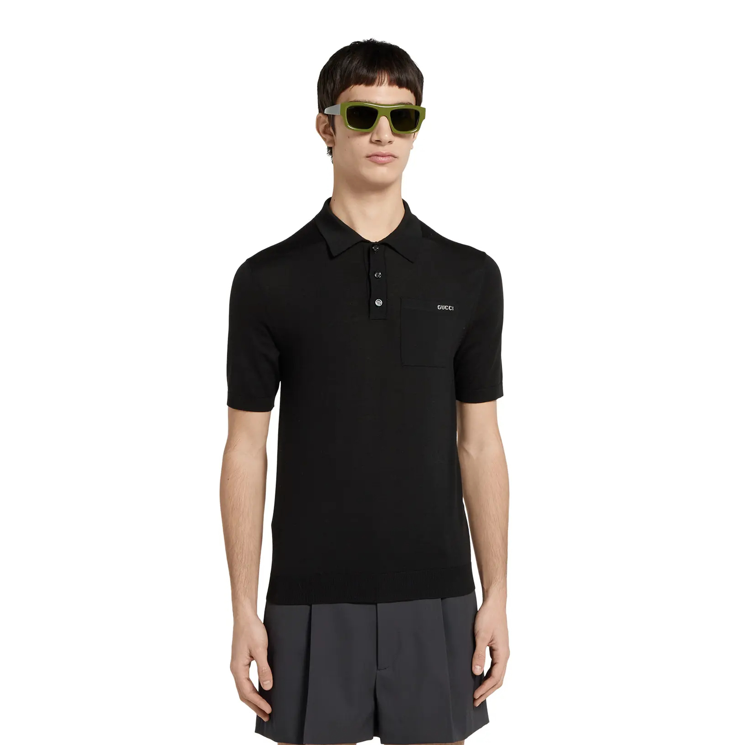 NIGO Gucci Men's Summer Letter Jacquard Wool Solid Color Knit Short Sleeve Polo Shirt #nigo75999