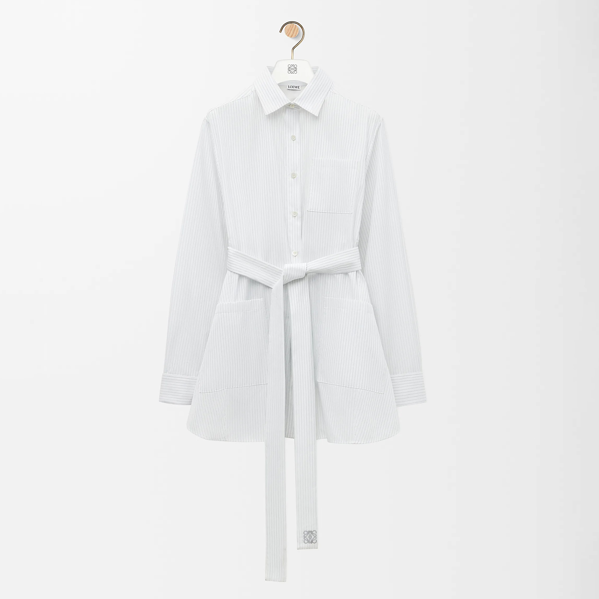 NIGO Loewe Women's Striped Cotton Belt Spring And Autumn Solid Color Cotton Long Sleeve Shirt #nigo76112