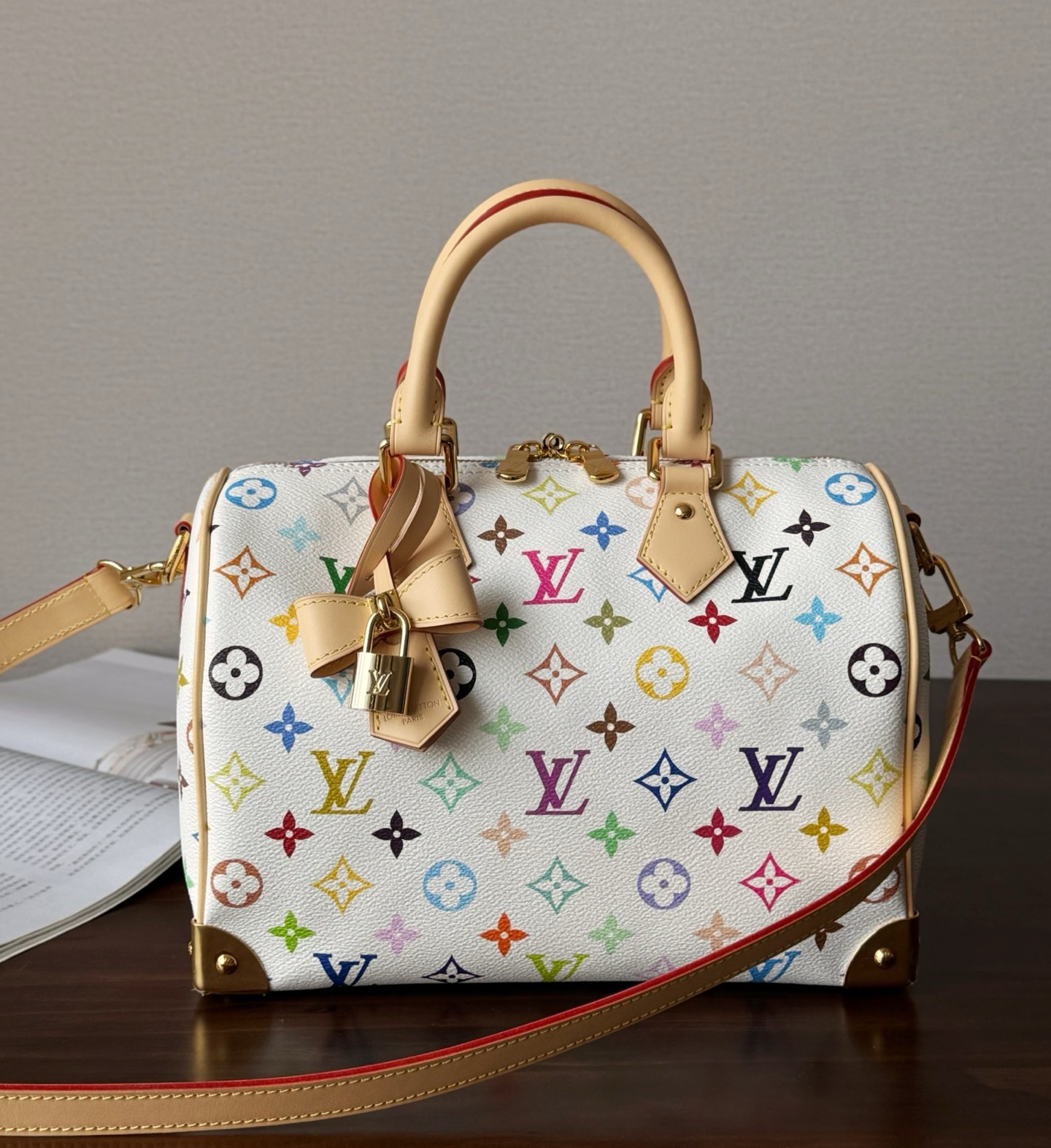 NIGO Louis Vuitton Lv X Tm Speedy Bandoulière 25 Women's Colorful Monogram Print Adjustable Detachable Strap Leather Shoulder Crossbody Bag Tote Bags #nigo76128