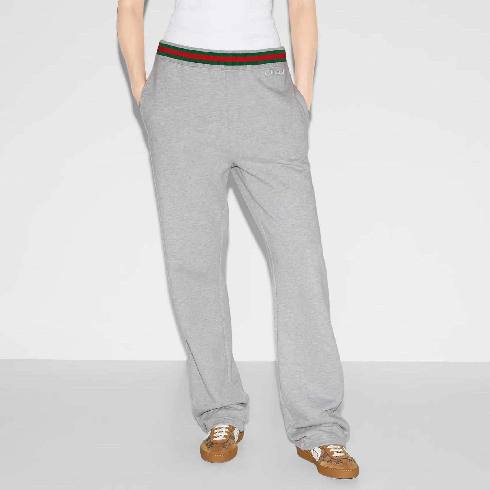 NIGO Gucci Women's Spring Summer Logo Webbing Solid Color Jogging Knit Sweatpants Pants #nigo75982