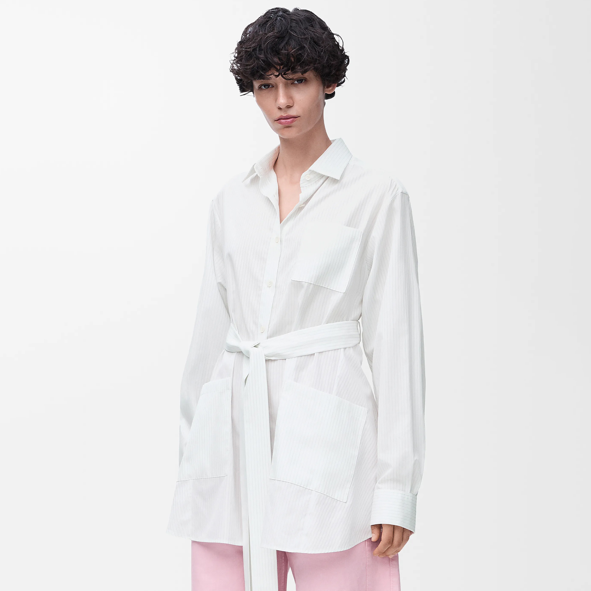 NIGO Loewe Women's Striped Cotton Belt Spring And Autumn Solid Color Cotton Long Sleeve Shirt #nigo76112