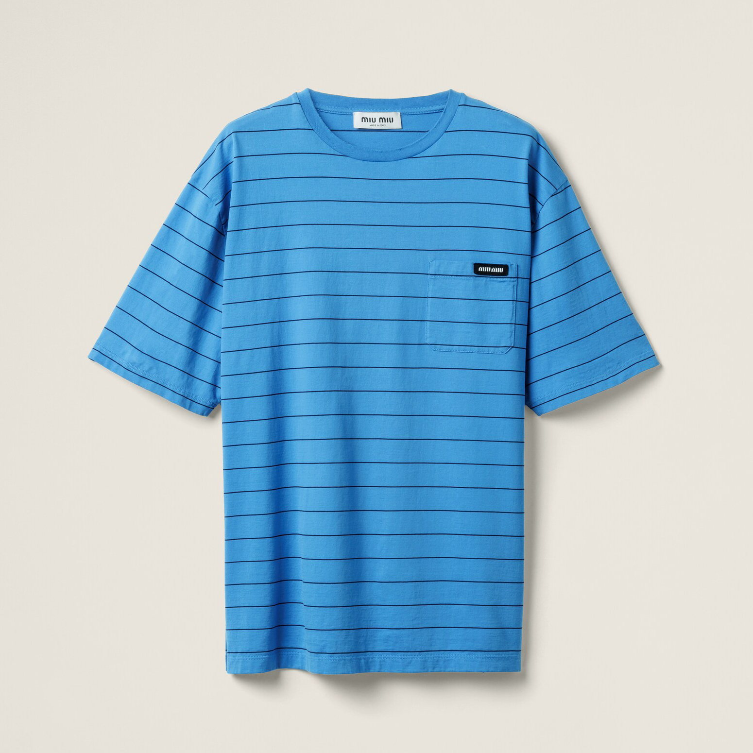 NIGO MiuMiu Women's Summer Blue Striped Letter Printed Round Neck Short Sleeve T-Shirt #nigo75978