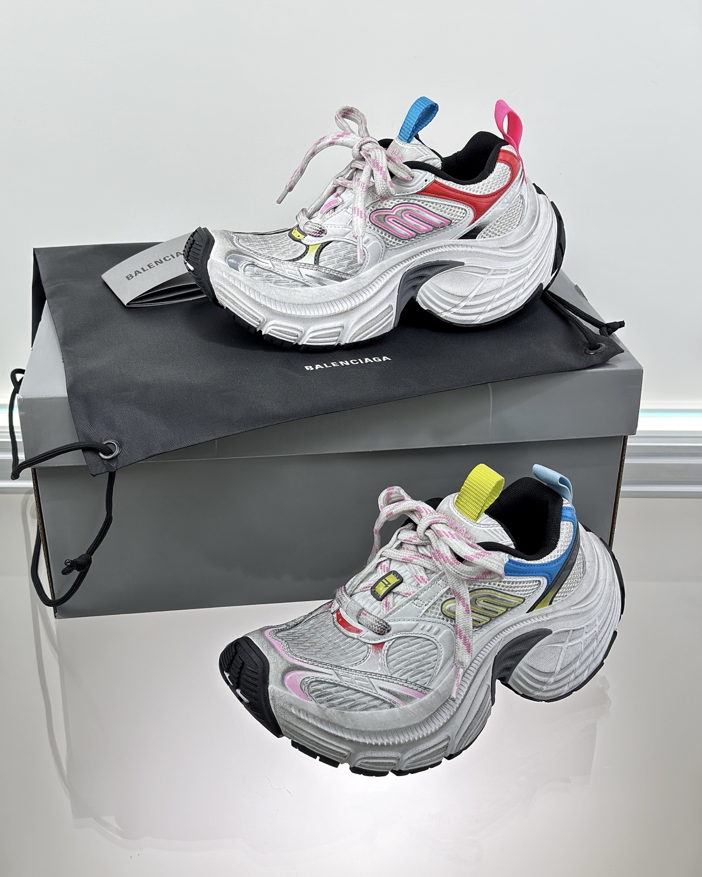 NIGO Balenciaga Men's Women's 6XL Colorblocking Height Increasing Sneakers Dazzling Fashion High Street Lace Up Shoes #nigo76122