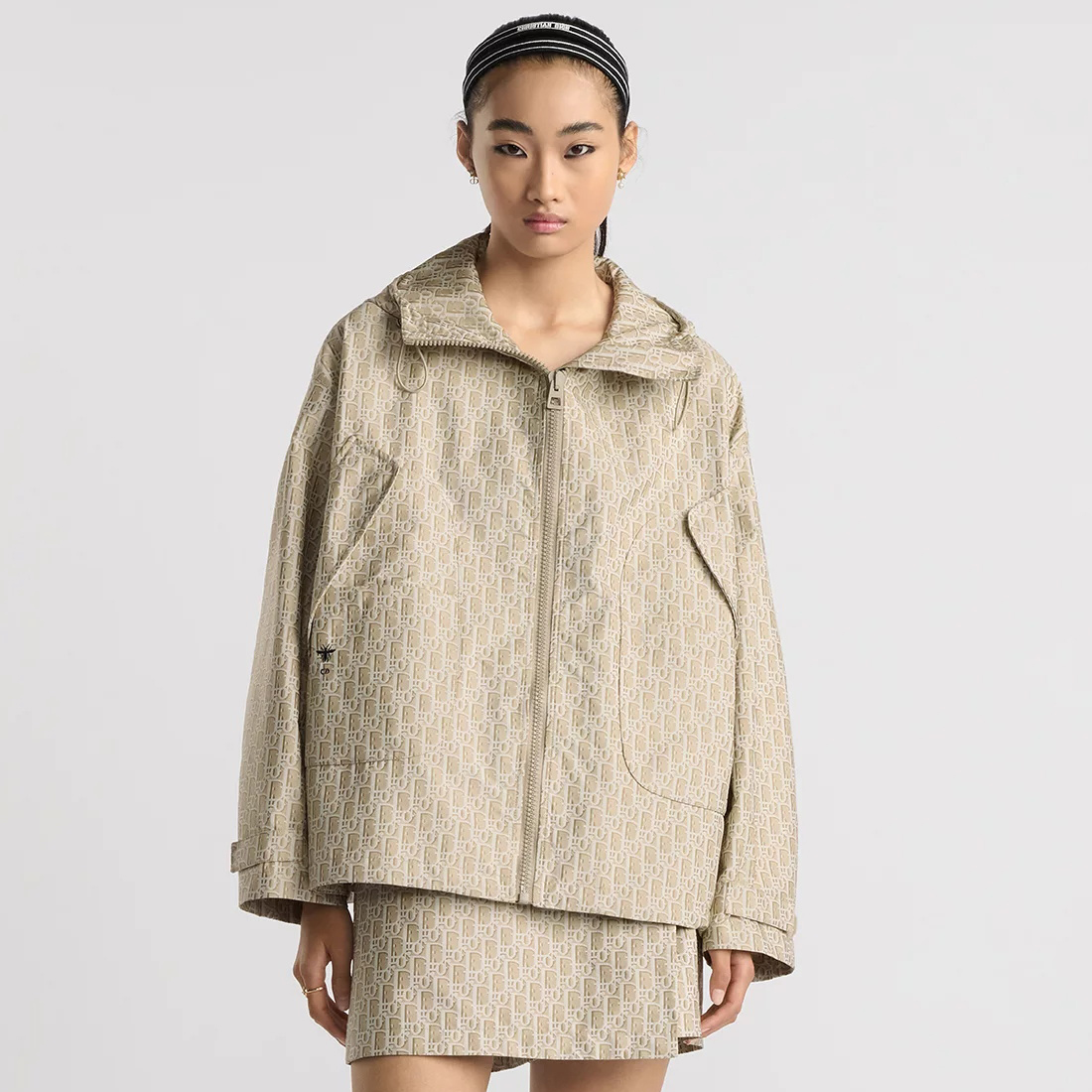 NIGO Dior Women's Spring/Summer Logo Printed Solid Color Hooded Zipper Long Sleeve Jacket #nigo76127