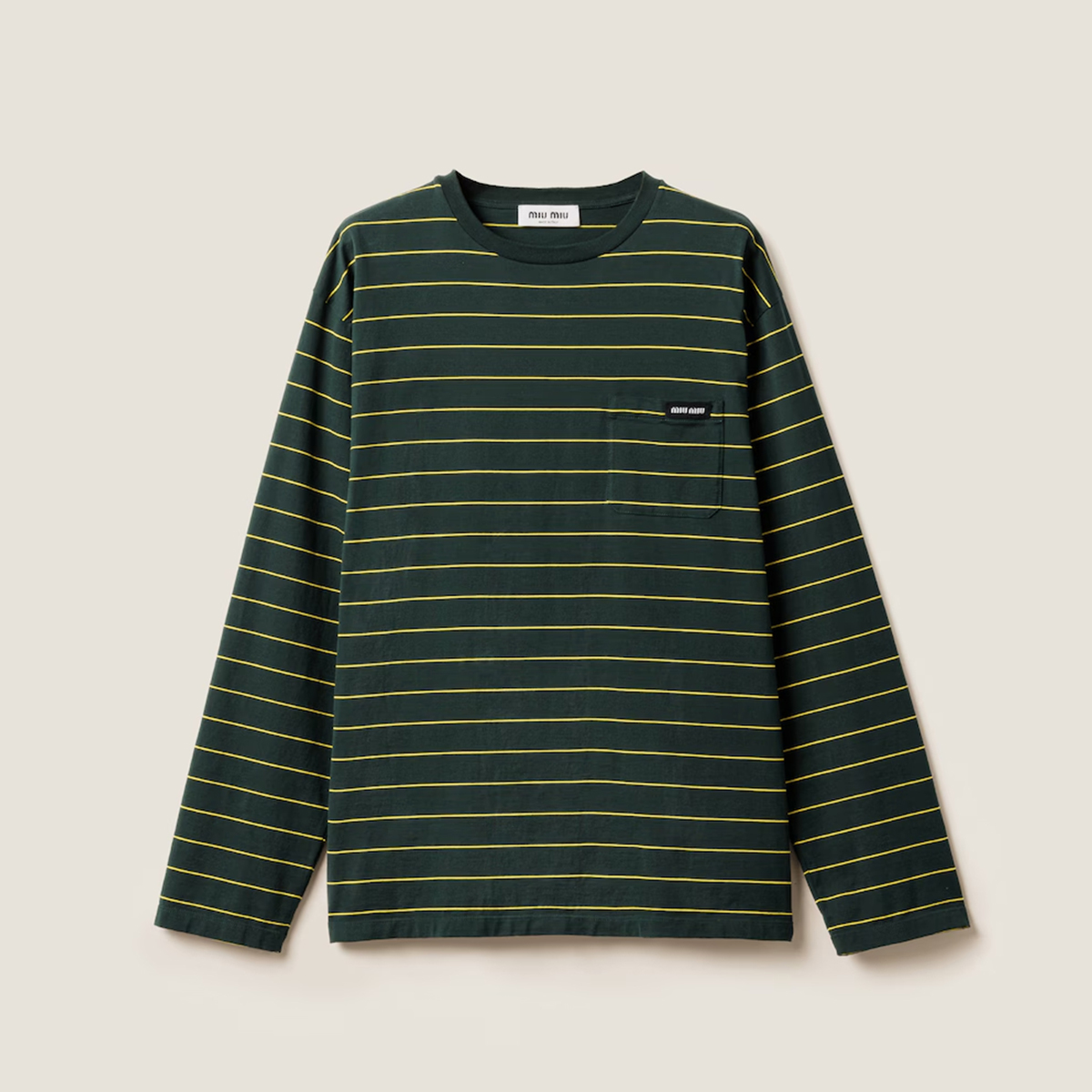 NIGO MiuMiu Women's Logo Stripe Long Sleeve Summer Cotton Solid Color Jersey T-shirt #nigo76116