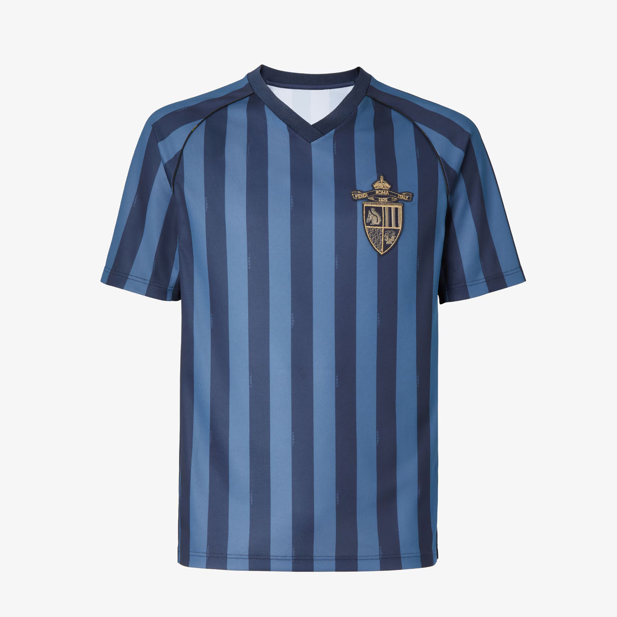 NIGO Fendi Men's Summer Badge Striped V-Neck Solid Color Straight Short Sleeve T-Shirt #nigo75996