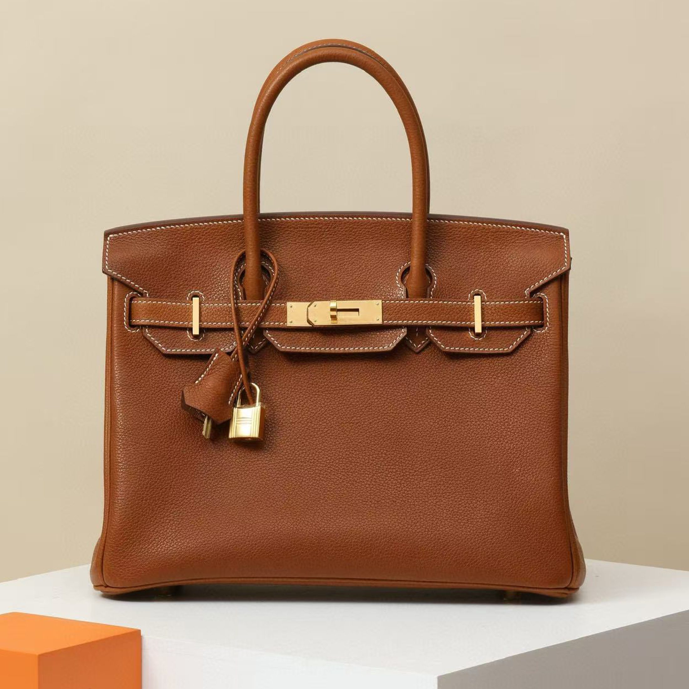 NIGO Hermes Birkin 30 Gold Buckle Solid Color Handbag Temperament  Bags Metal Buckle Kelly Bag Accessories H027633CC37 #nigo81134