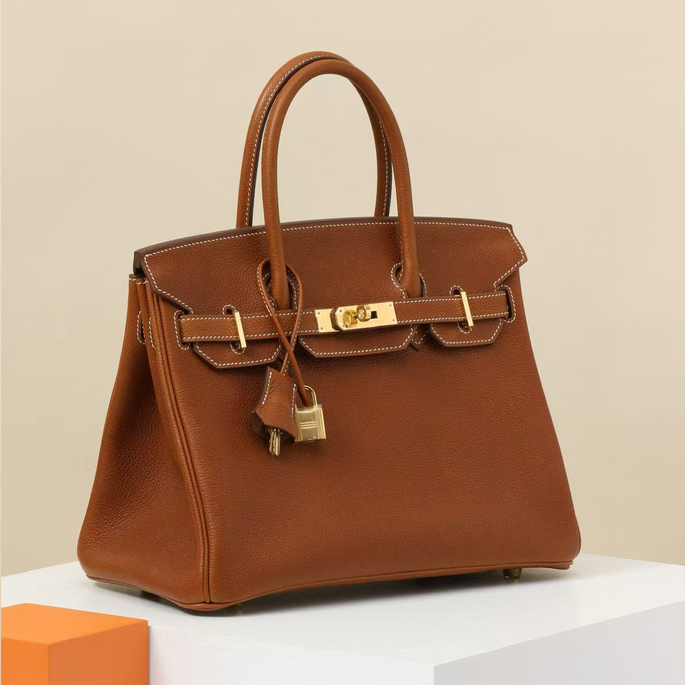 NIGO Hermes Birkin 30 Gold Buckle Solid Color Handbag Temperament  Bags Metal Buckle Kelly Bag Accessories H027633CC37 #nigo81134