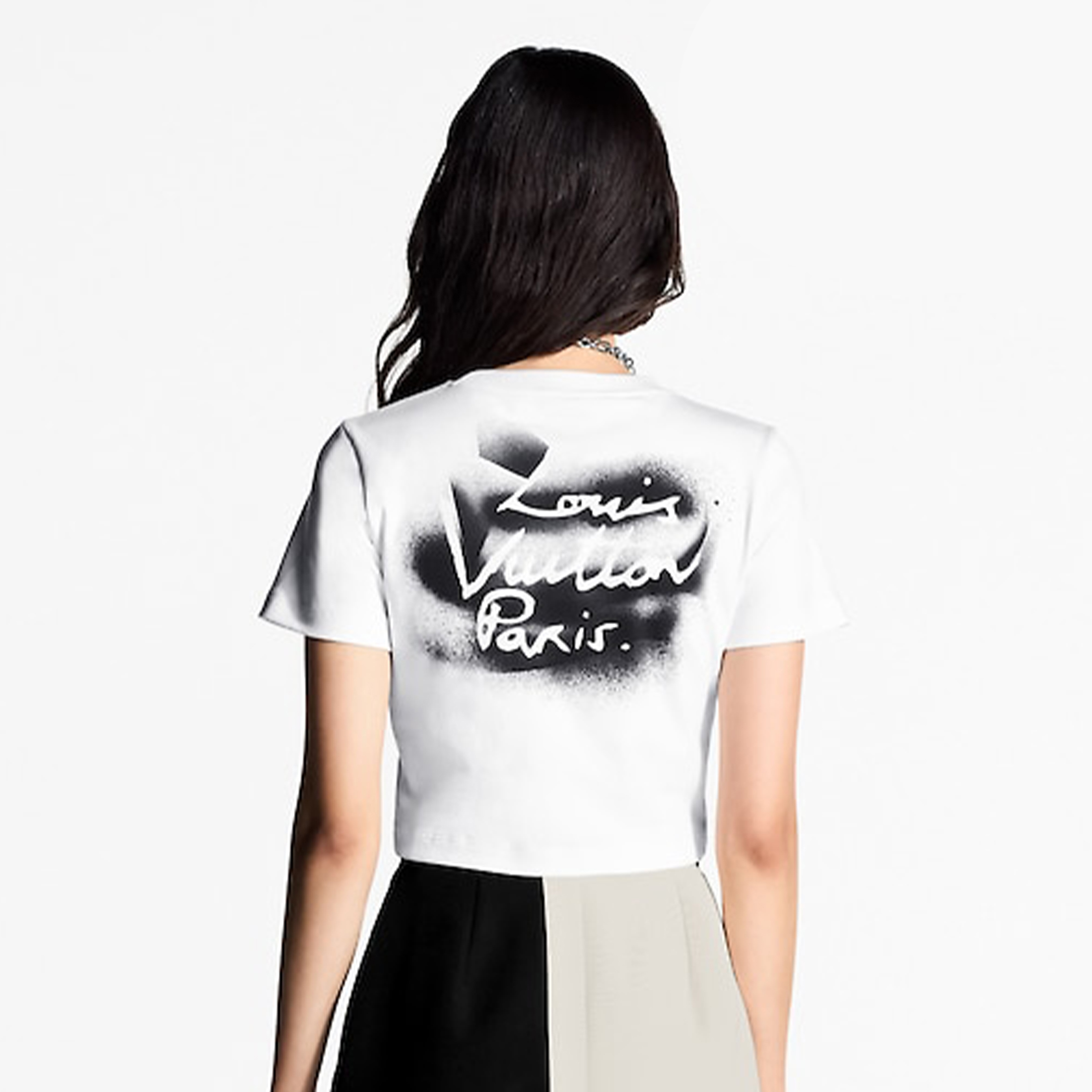 NIGO Louis Vuitton Women's Spring And Summer Airbrush Effect Short Top Modern Lv Chain Cotton Round Neck Fashion Casual T-Shirt #nigo75994