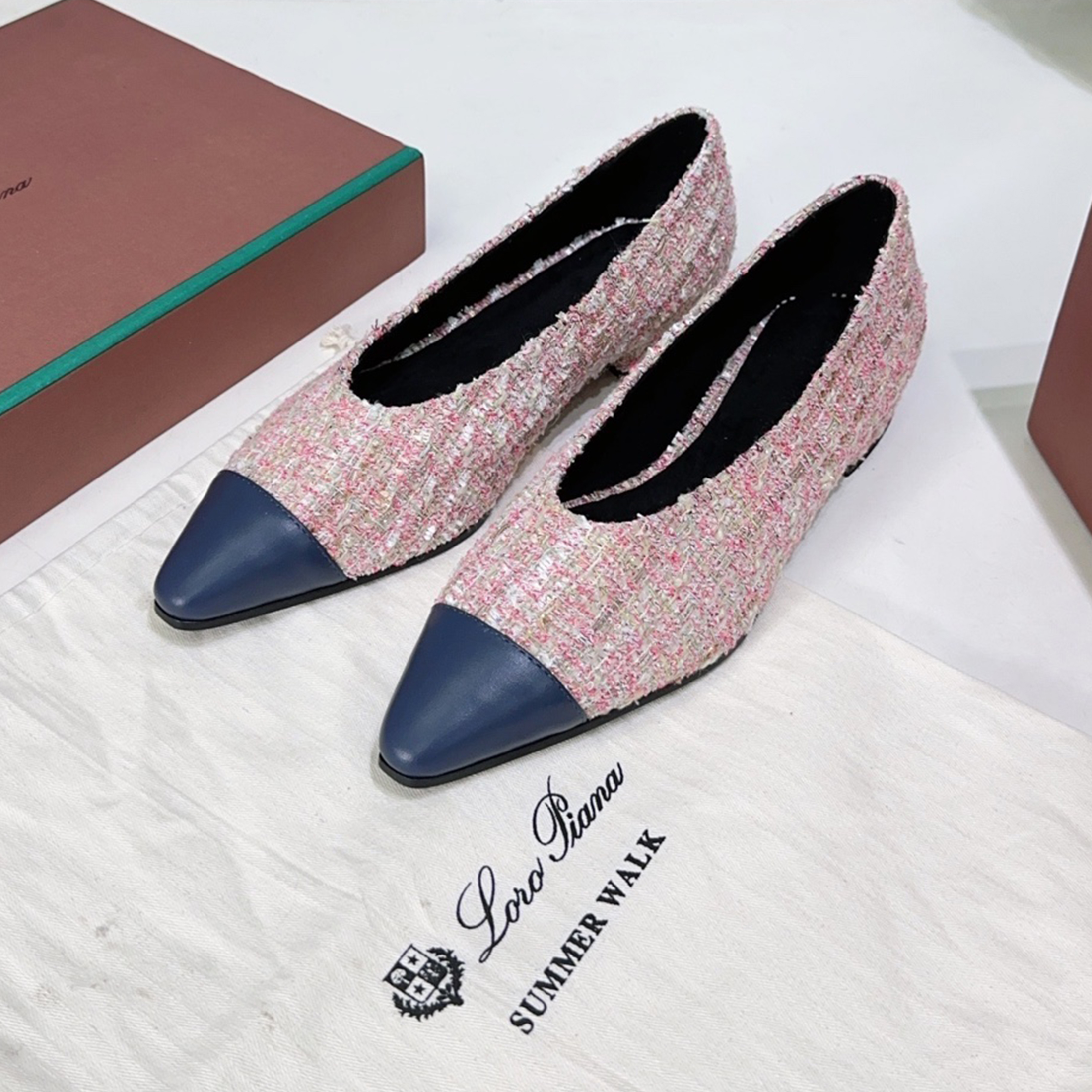 NIGO Loro Piana Rebecca Women's Flat Ballet Shoes Patchwork Colour Low Luxury Temperament Cowhide Retro Flat Heeled Loafers #nigo75993