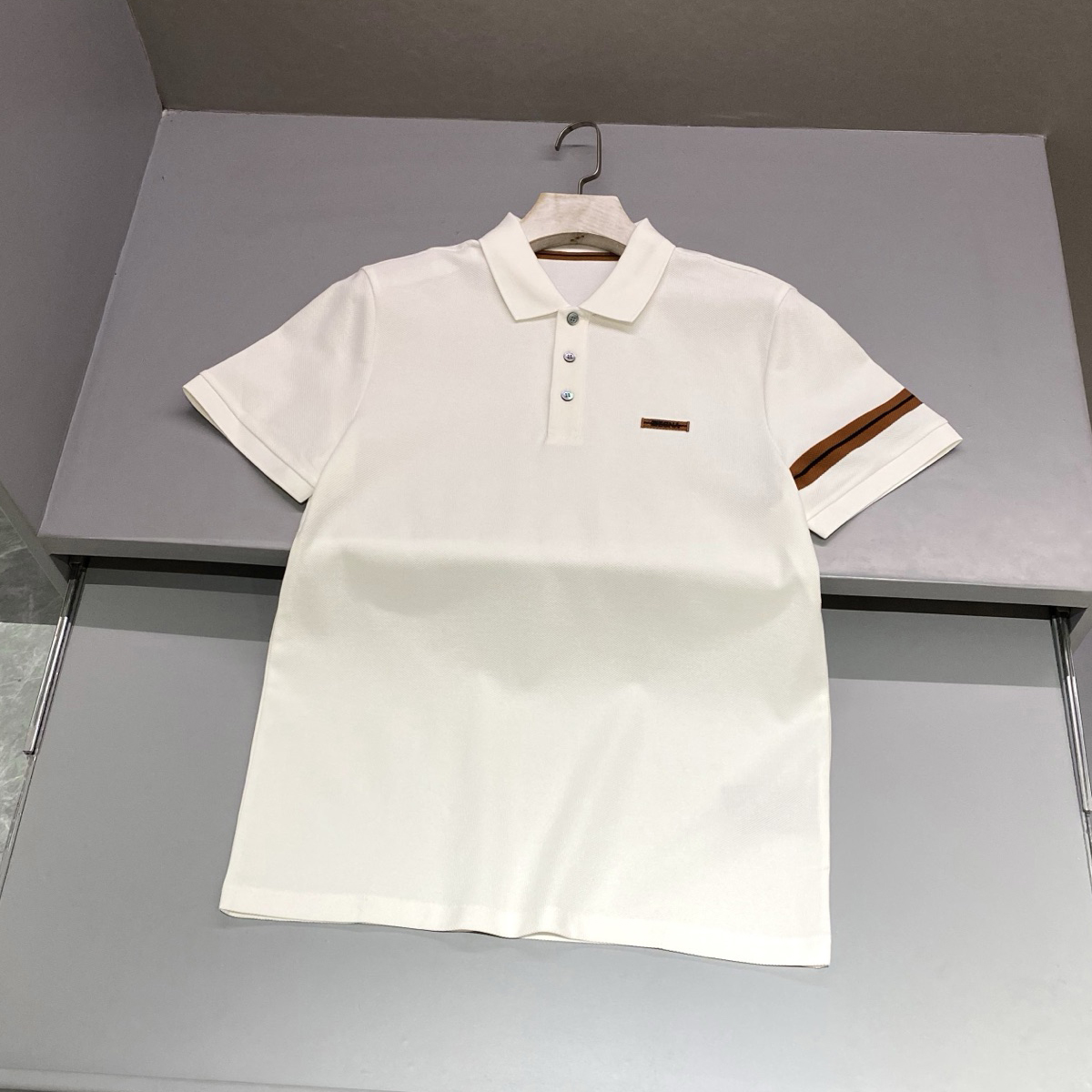 NIGO Ermenegildo Zegna Men's Summer Solid Color Breathable Beaded Cotton Fabric Polo Neck Short Sleeve T-Shirt #nigo76139