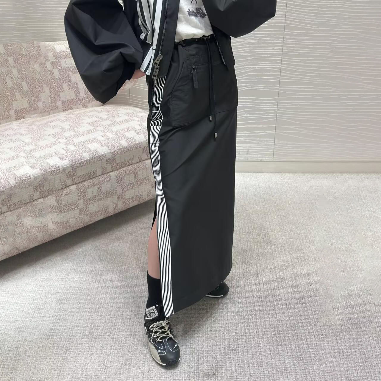 NIGO Dior Women's Spring Summer Solid Color Letter Jacquard Straight Casual Long Skirt #nigo76146