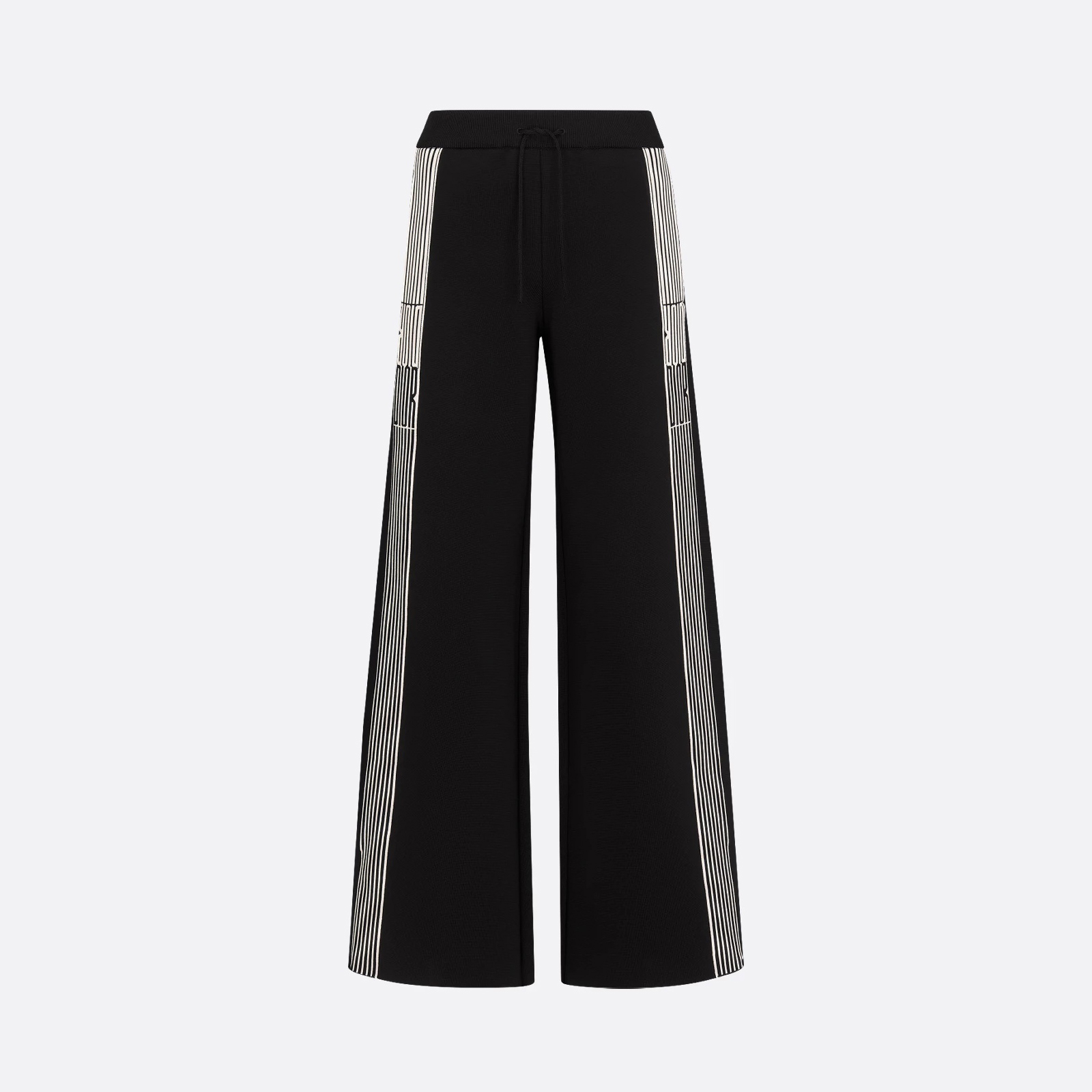 NIGO Dior Women's Spring/Summer Solid Color Jacquard Stripe Elastic Waist Tie Flare Casual Pants #nigo76145