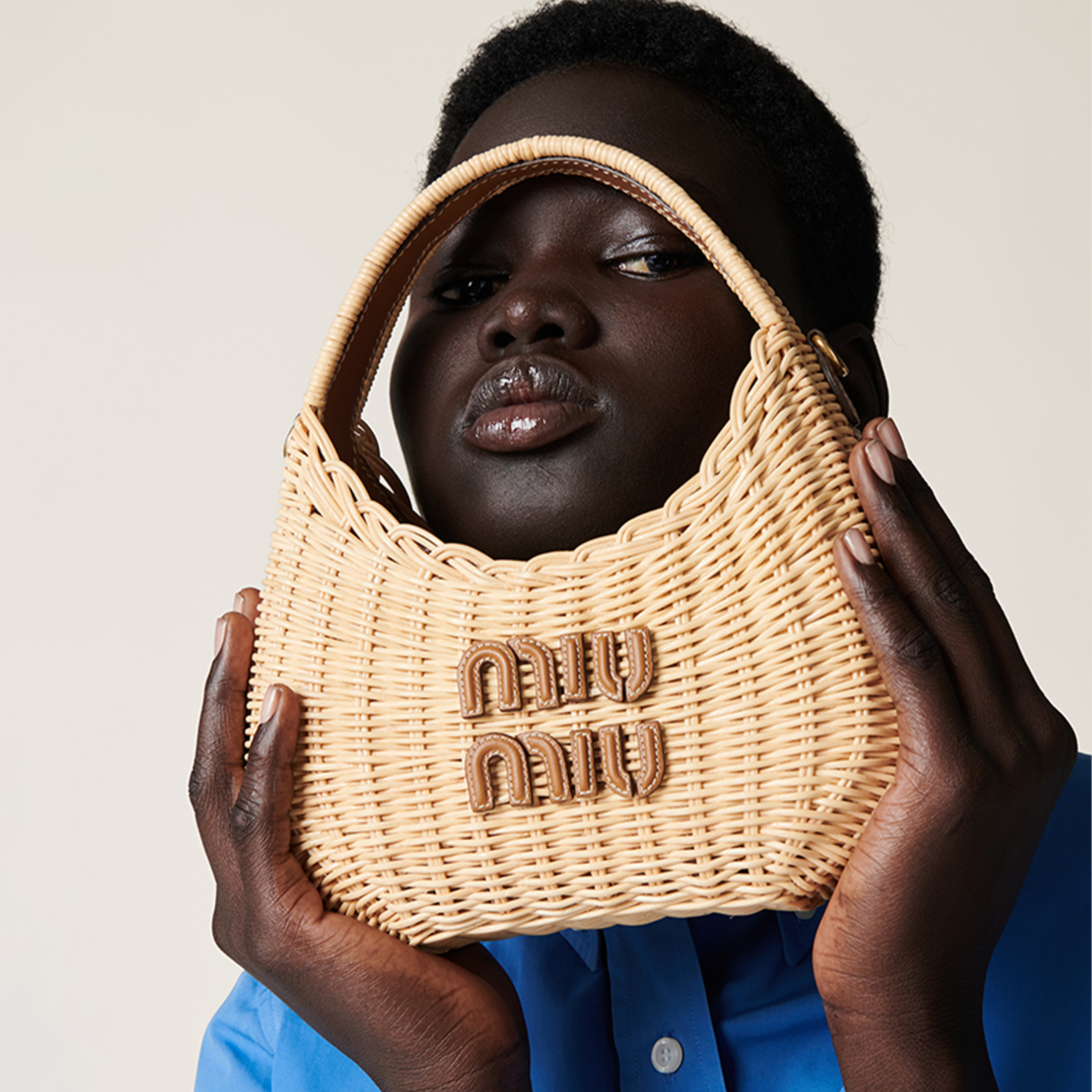 NIGO MiuMiu Wander Woven Hobo Small Handbag Women's Fashion Versatile Casual Summer Bags Bag 5BC125_2BVU_F0KFZ_V_OOO #nigo81141