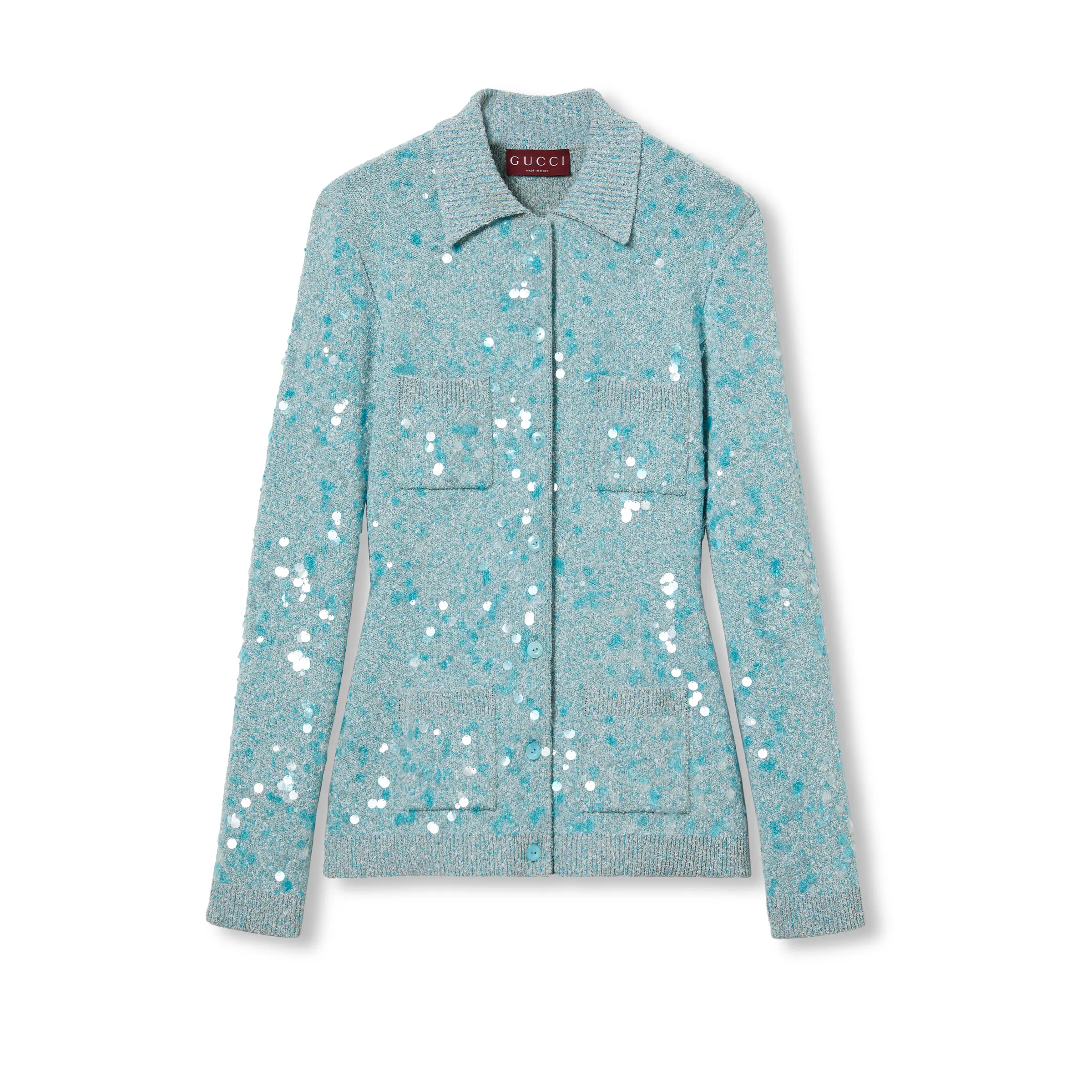 NIGO Gucci Women's Sequin Embroidery Viscose Fiber Blend Lapel Knit Long Sleeve Cardigan Ngvp #nigo1389