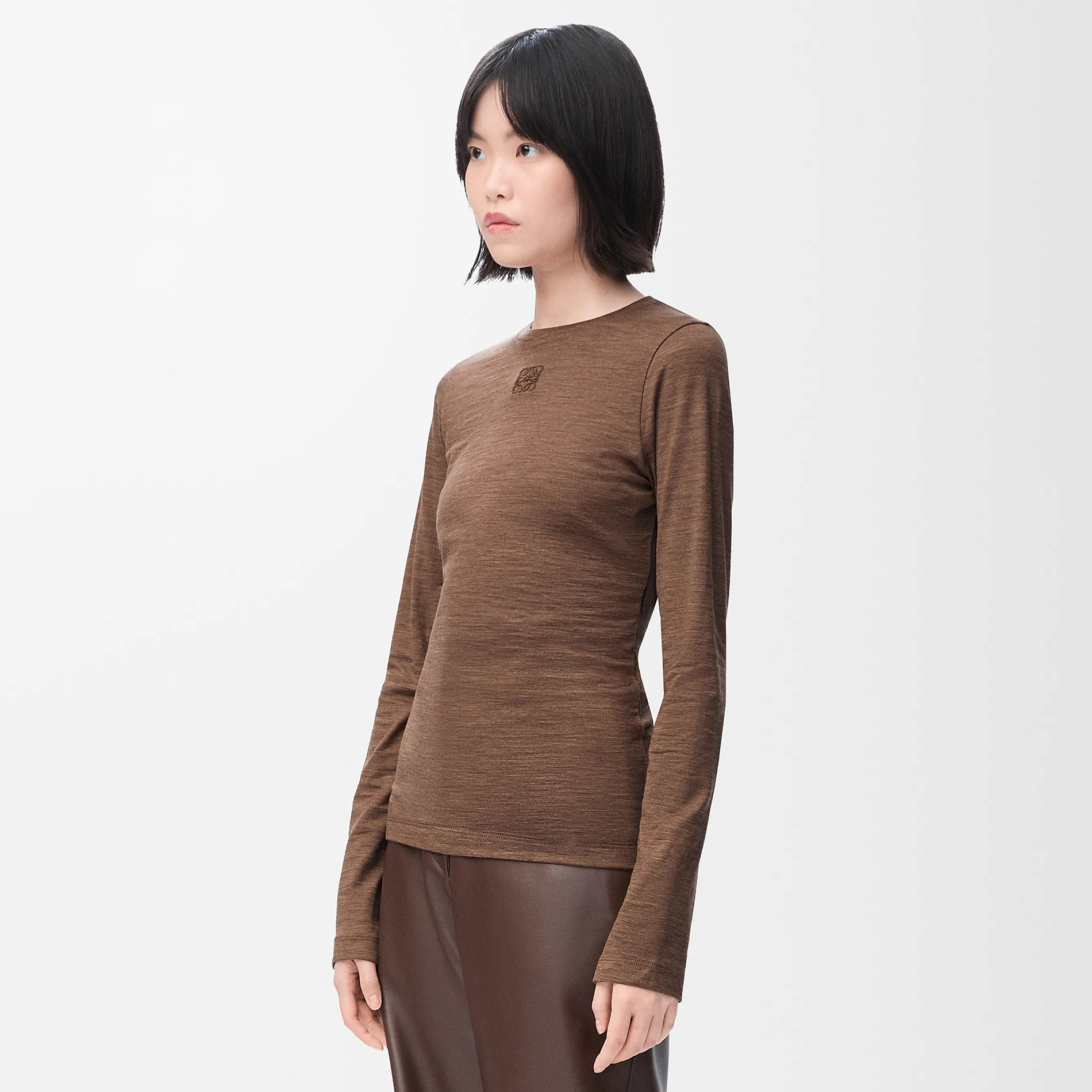 NIGO Loewe Women's Spring Summer Embroidered Logo Printed Solid Color Cotton Long Sleeve T-Shirt #nigo76162