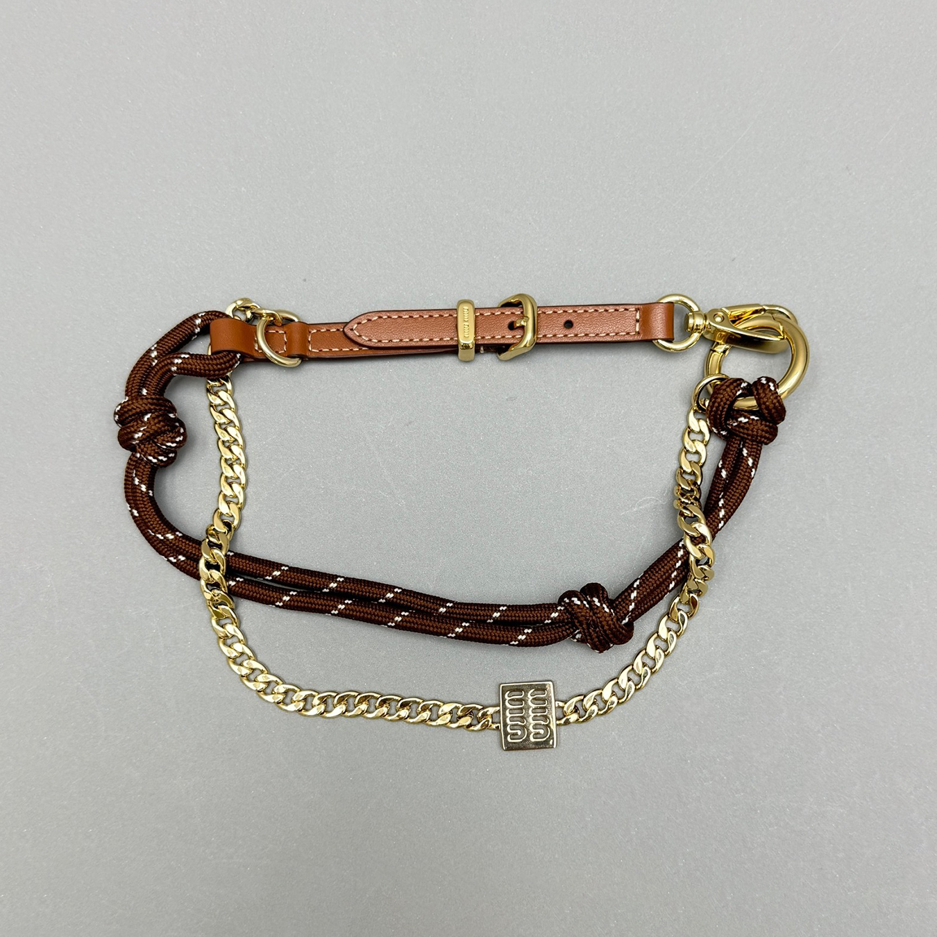 NIGO MiuMiu Women's Colorblocking Leather Metal Braided Bracelet Charms Accessories #nigo76182