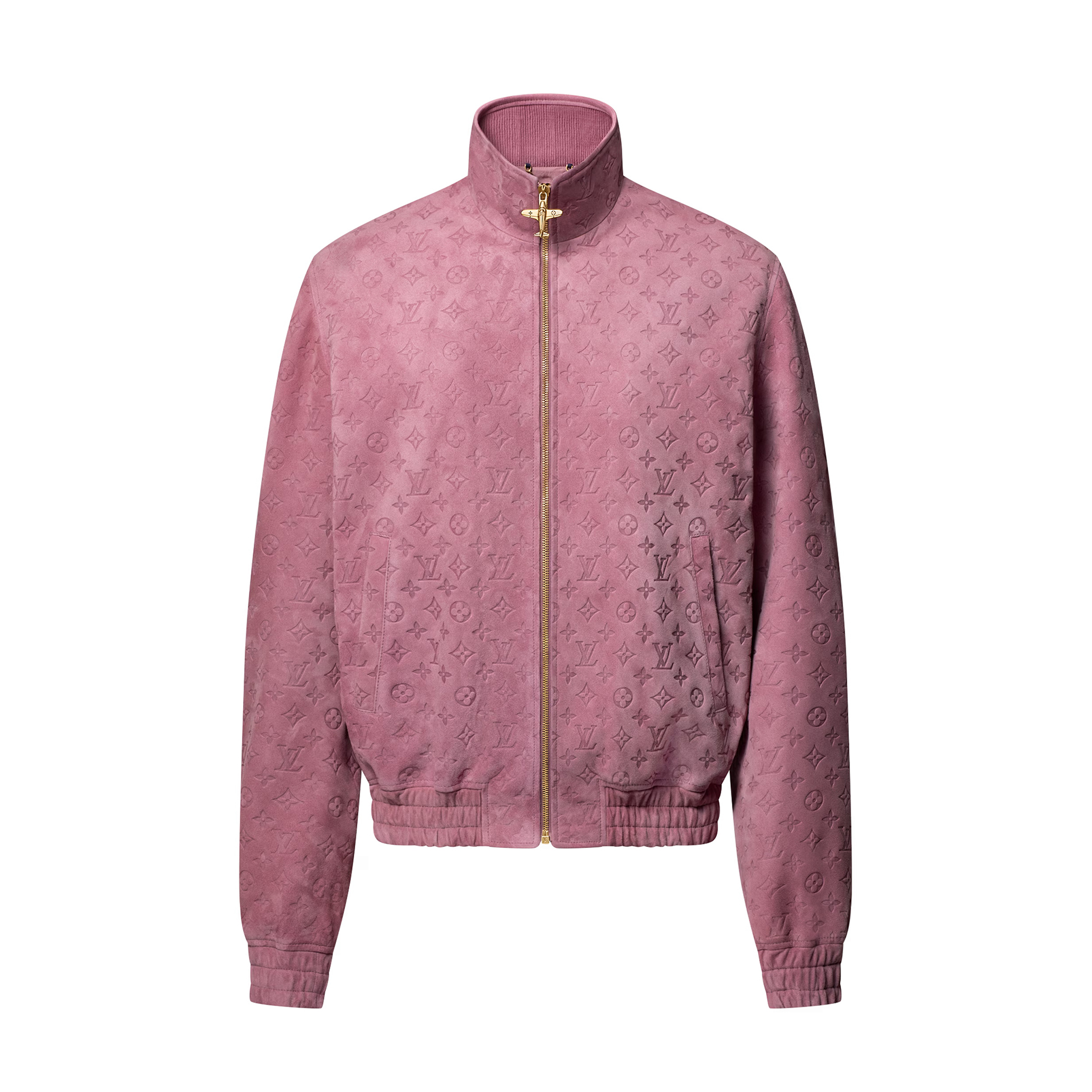 NIGO Louis Vuitton Men's Autumn/Winter Solid Color MONOGRAM Embossed Suede Leather Zipper Long Sleeve Sport Jacket #nigo76177