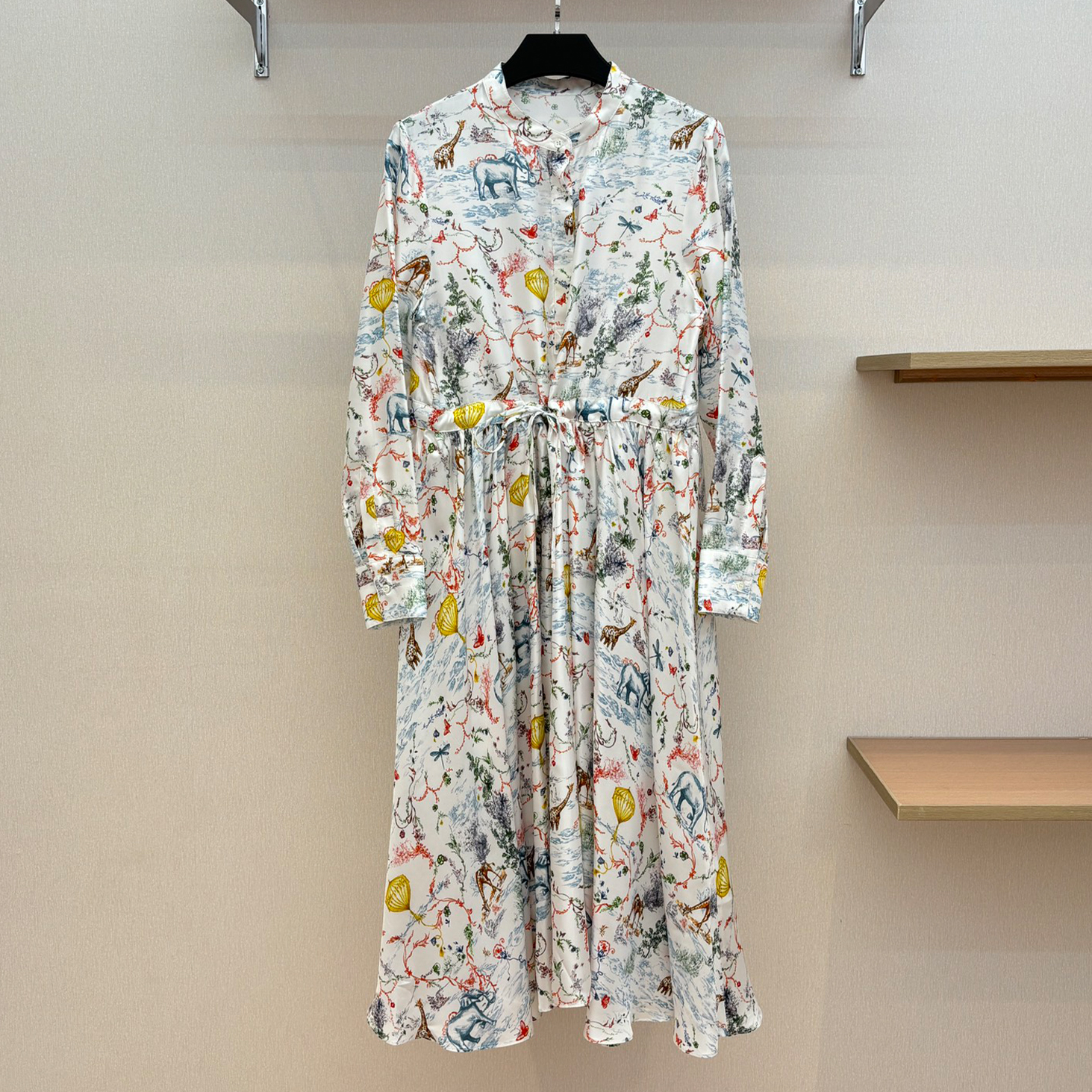 NIGO Dior Women's Spring/Summer Floral Print Round Neck High Waist Silk Long Dresses Ngvp #nigo1391