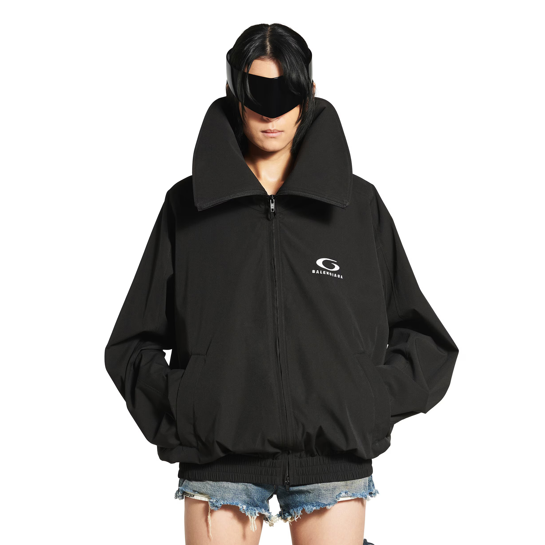 NIGO Balenciaga Women's Spring and Autumn Solid Color High Neck Embroidered Logo Printed Zipper Long Sleeve Jacket #nigo76168