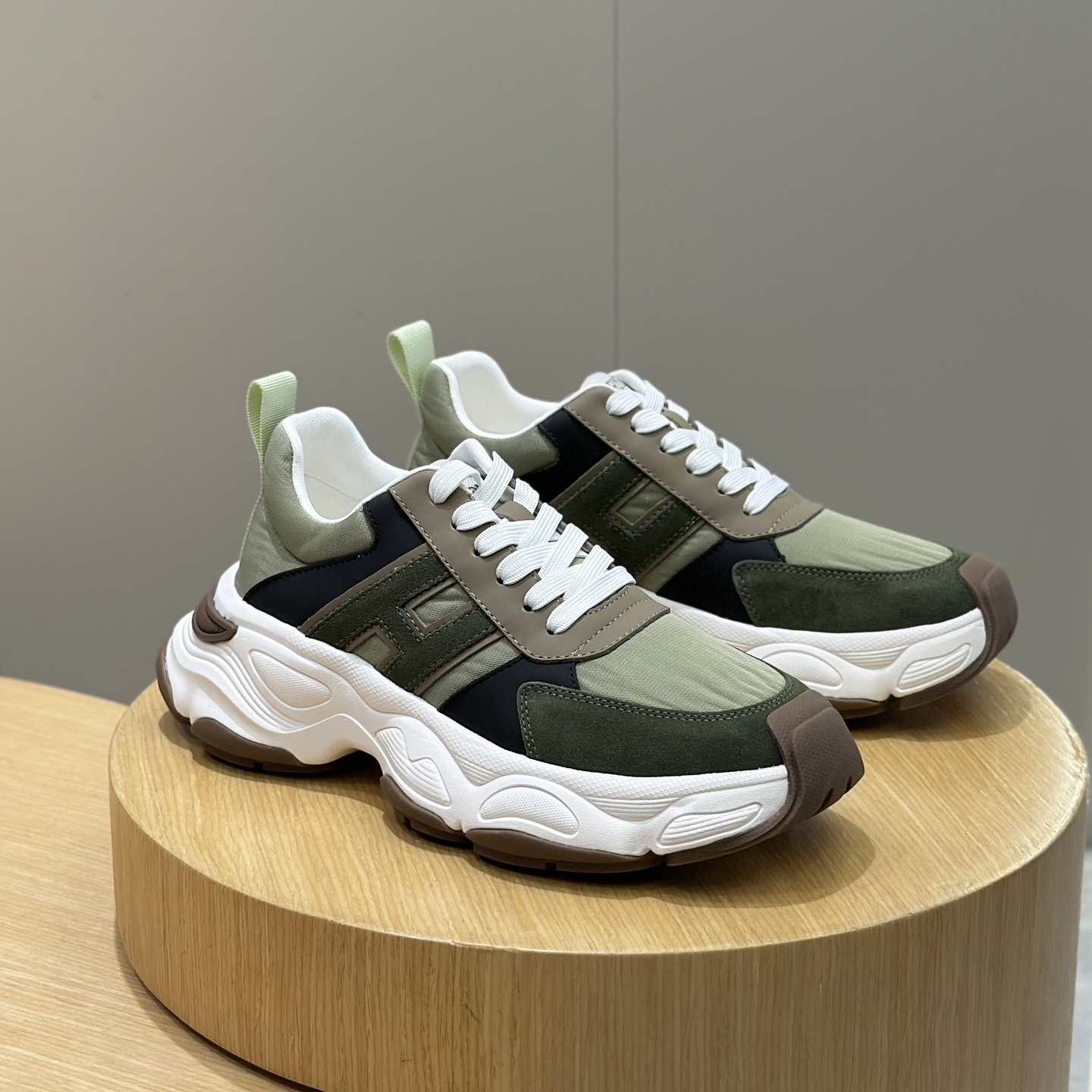 NIGO Hermes Men's All Season Colorblocking Suede Thick Sole Lace-Up Sneakers Shoes #nigo76176