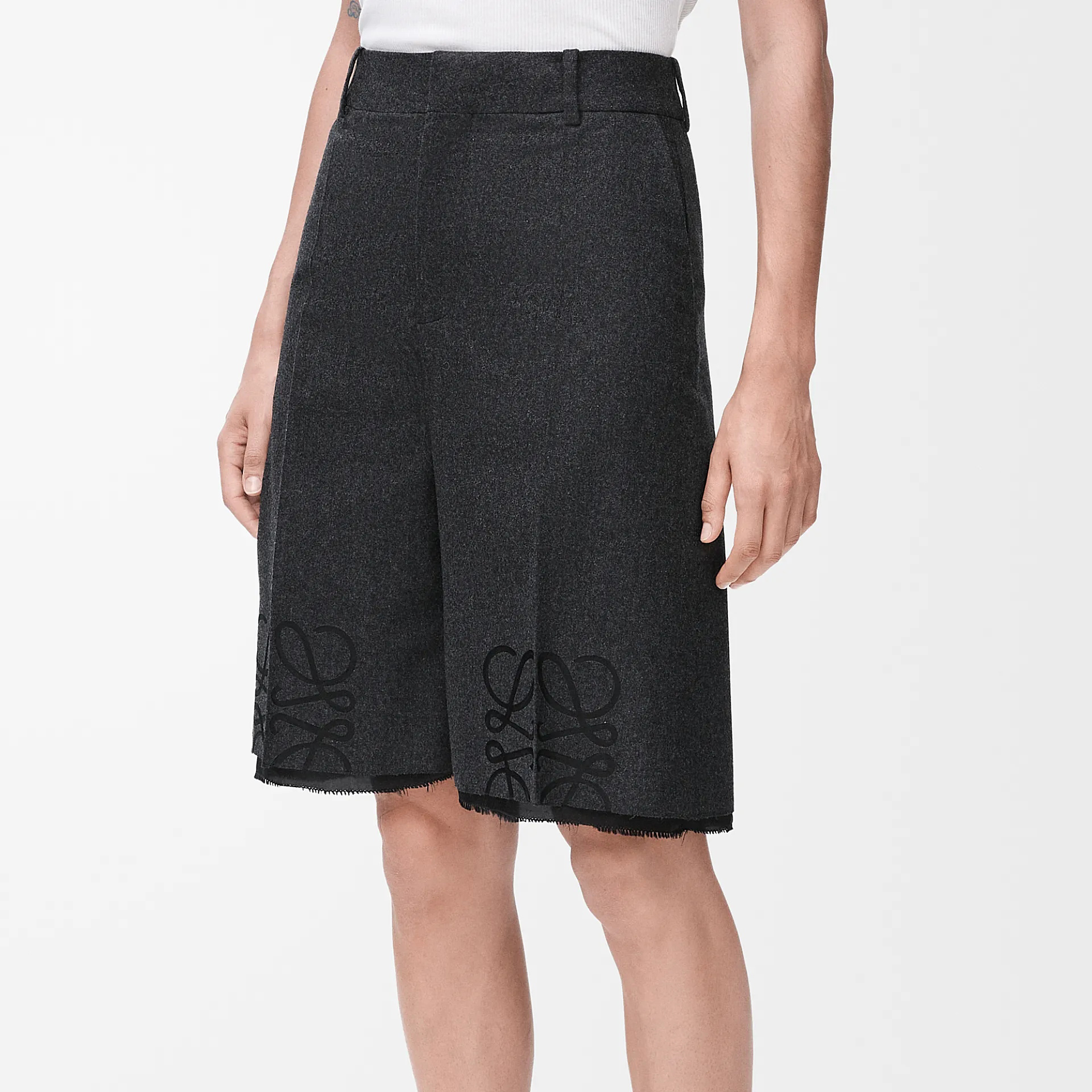 NIGO Loewe Women's Spring/Summer Solid Color Pattern Printed Mid Waist Casual Wool Shorts #nigo76172