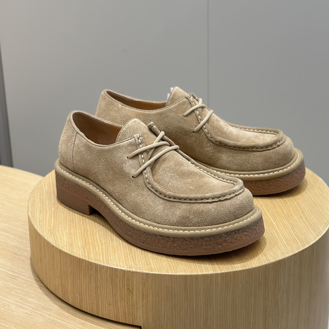 NIGO Bottega Veneta Men's Spring/Summer Solid Color Round Toe Over-Toe Suede Leather Loafers Shoes #nigo76175