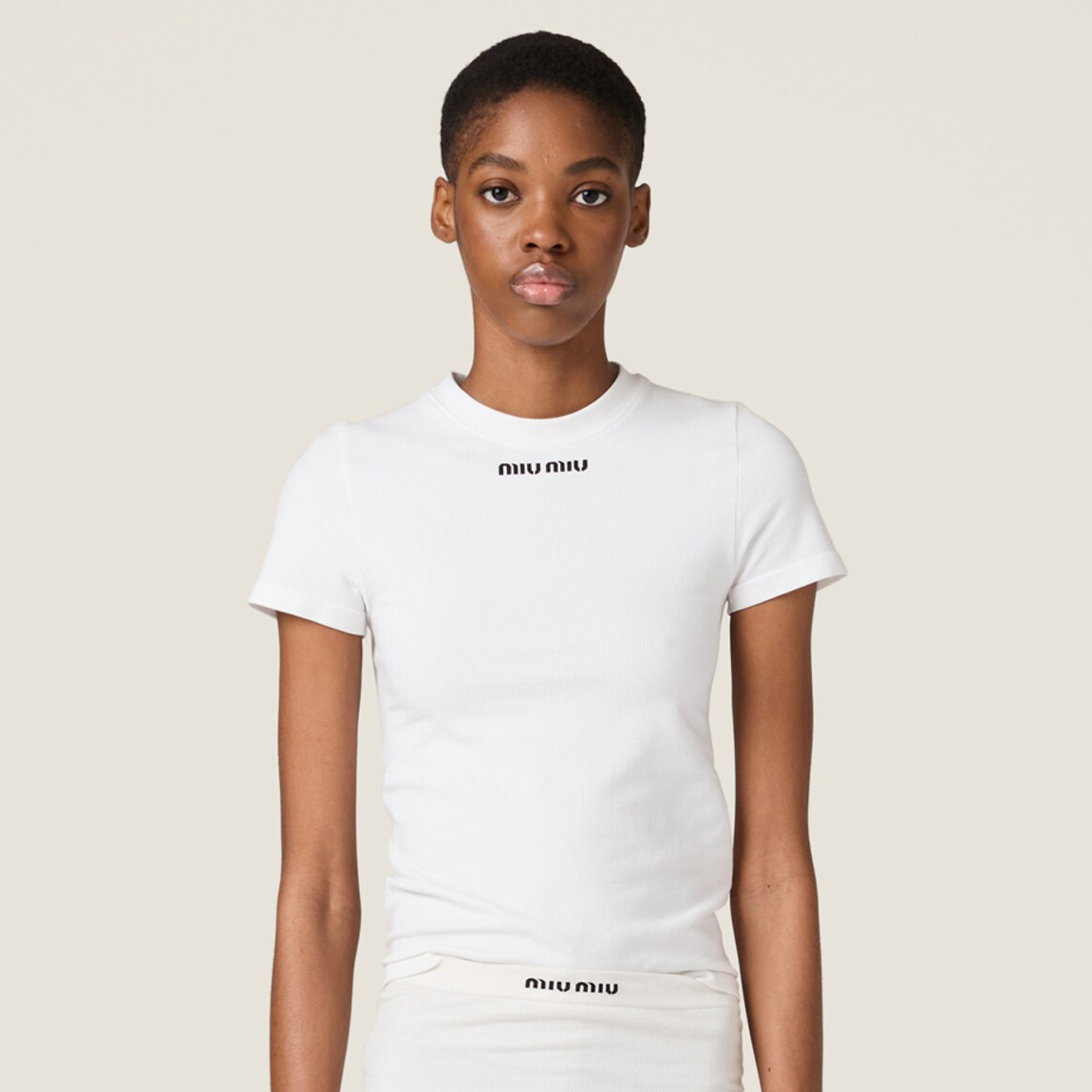 NIGO MiuMiu Women's Summer Embroidery Letter Print Solid Color Round Neck Cotton Short Sleeve T-Shirt #nigo76164