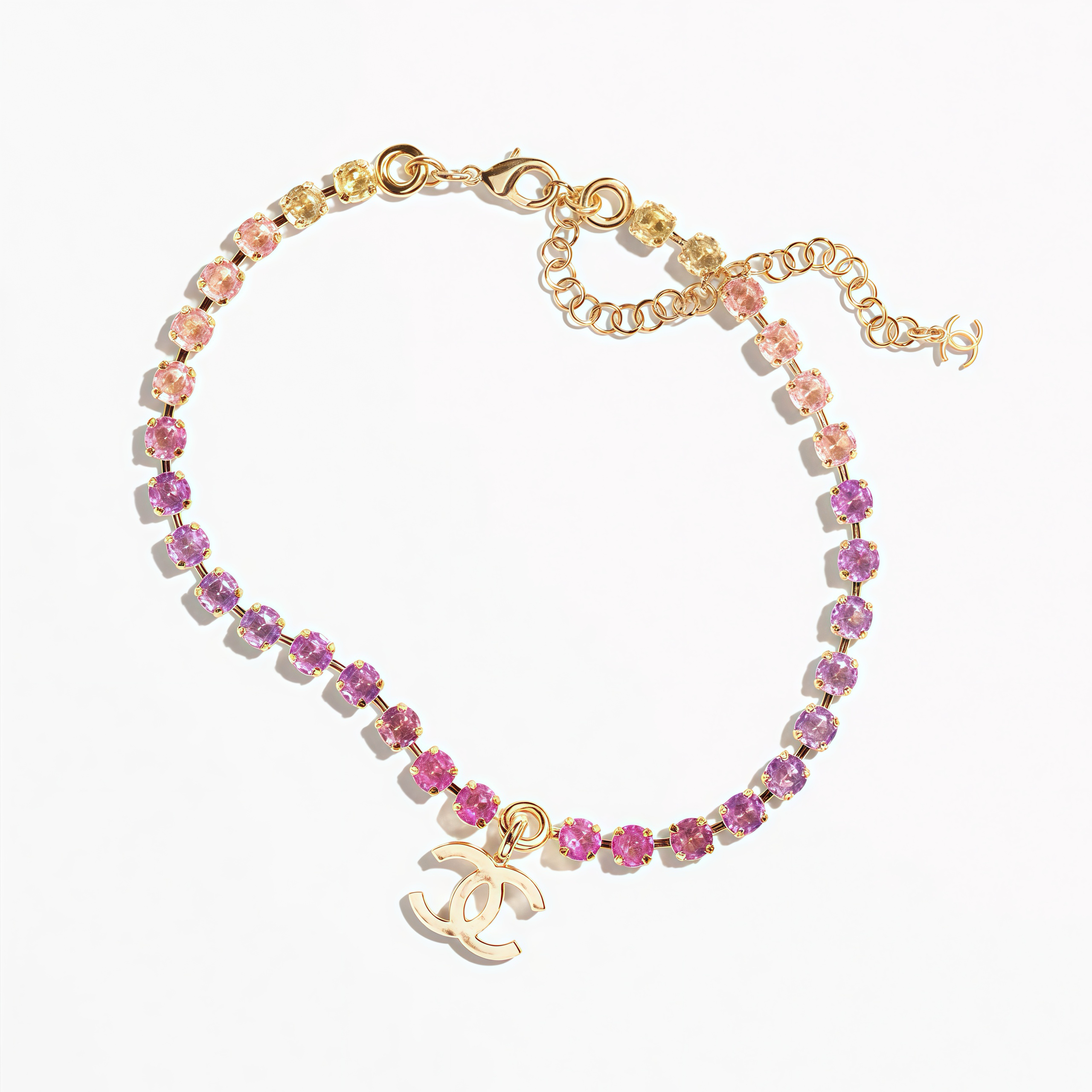 NIGO Chanel Women's Rainbow Gradient Color Double C Decoration Rhinestone Metal Necklace Ngvp #nigo1393