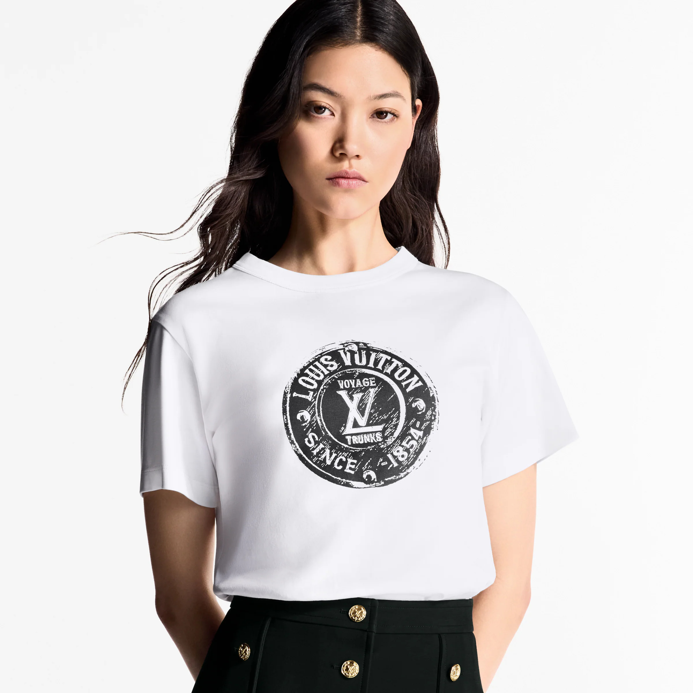 NIGO Louis Vuitton Women's LV STAMP Top Summer Cotton Knit Round Neck Short Sleeve T-Shirt #nigo76215