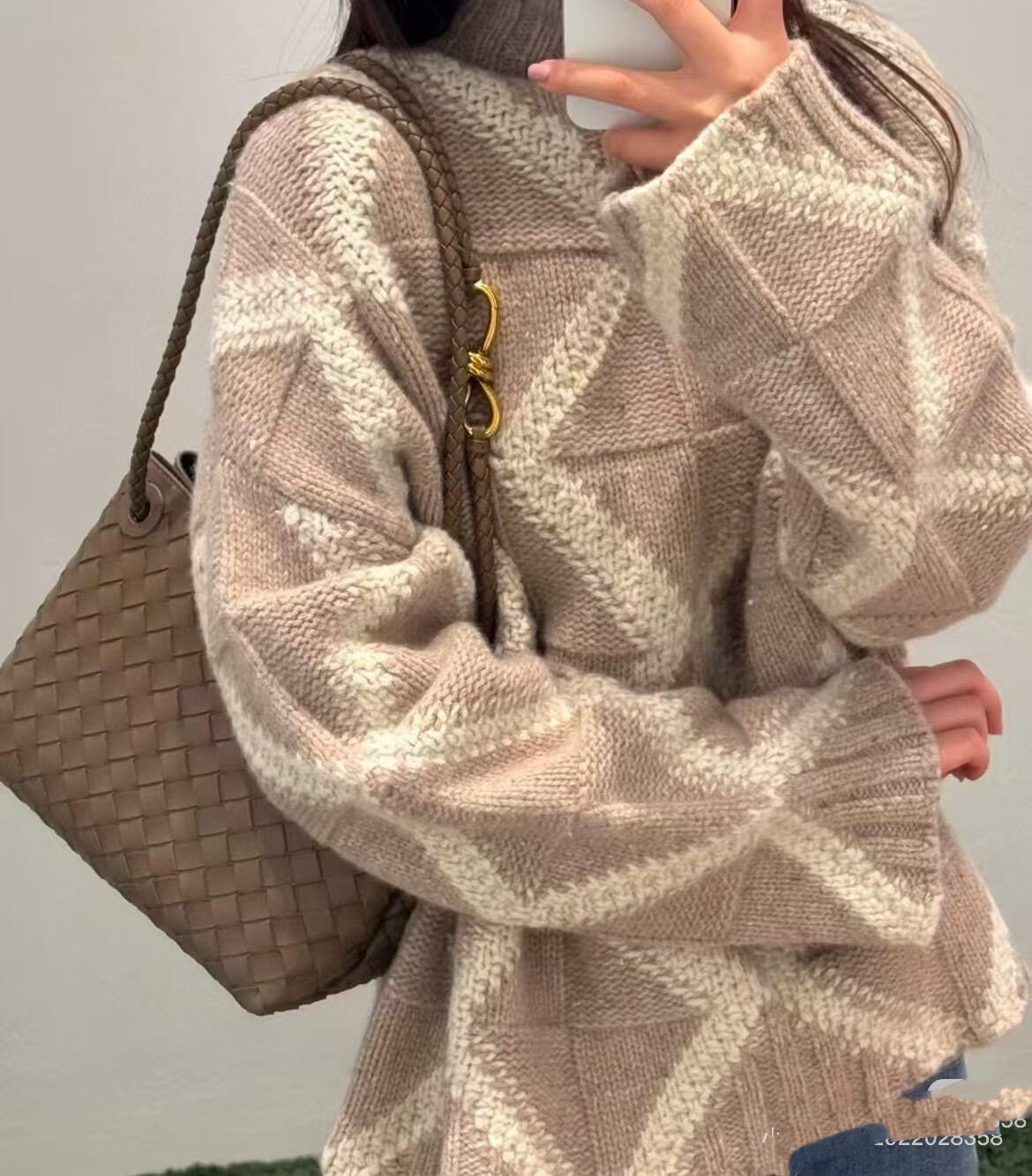 NIGO Bottega Veneta Women's Andiamo Collection Handbag Woven Magnetic Clasp Closure Leather Shoulder Crossbody Bag Bags #nigo76212