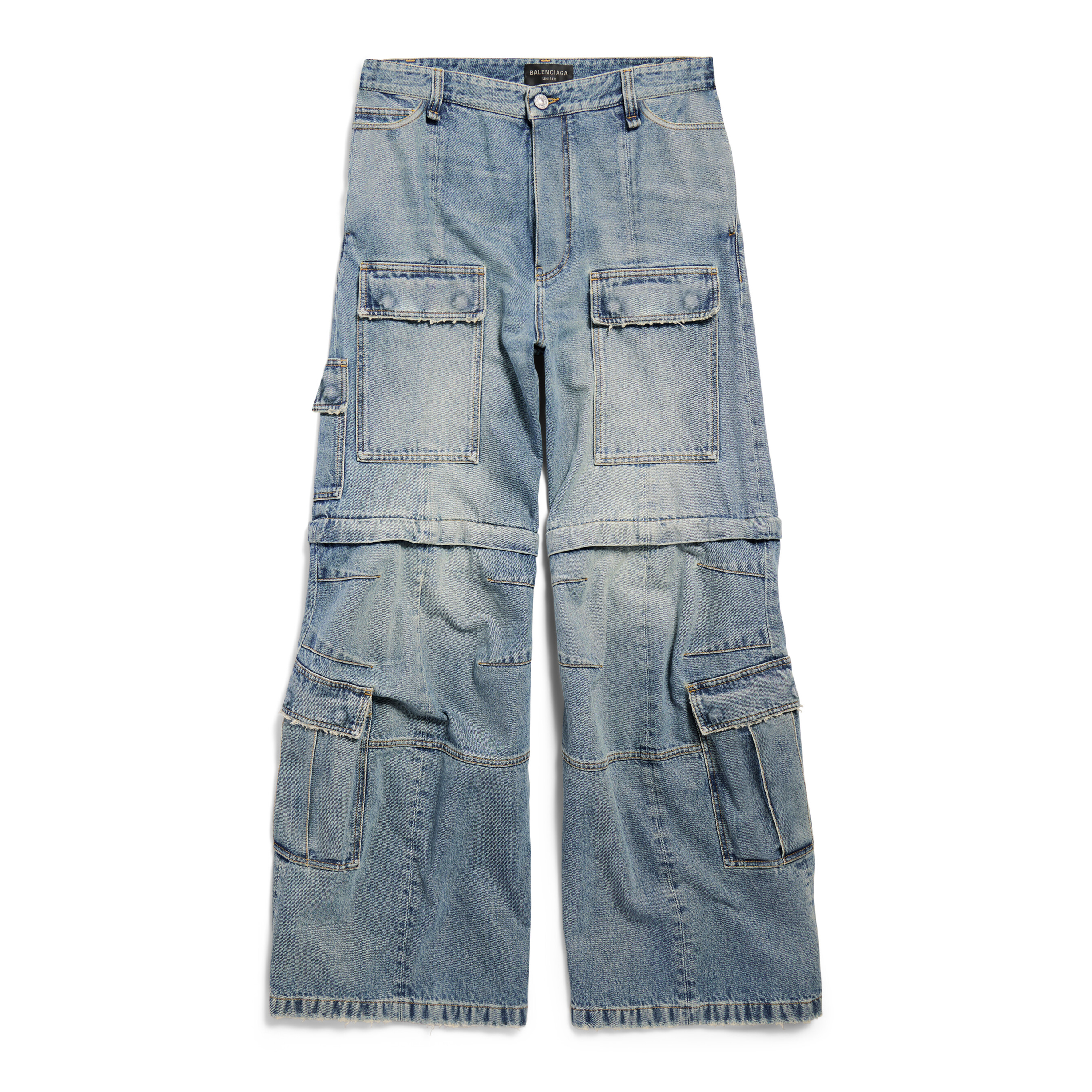 NIGO Balenciaga Men's Women's Four Seasons Cotton Solid Color Mid Waist Cargo Flare Trousers Denim Pants Ngvp #nigo1395