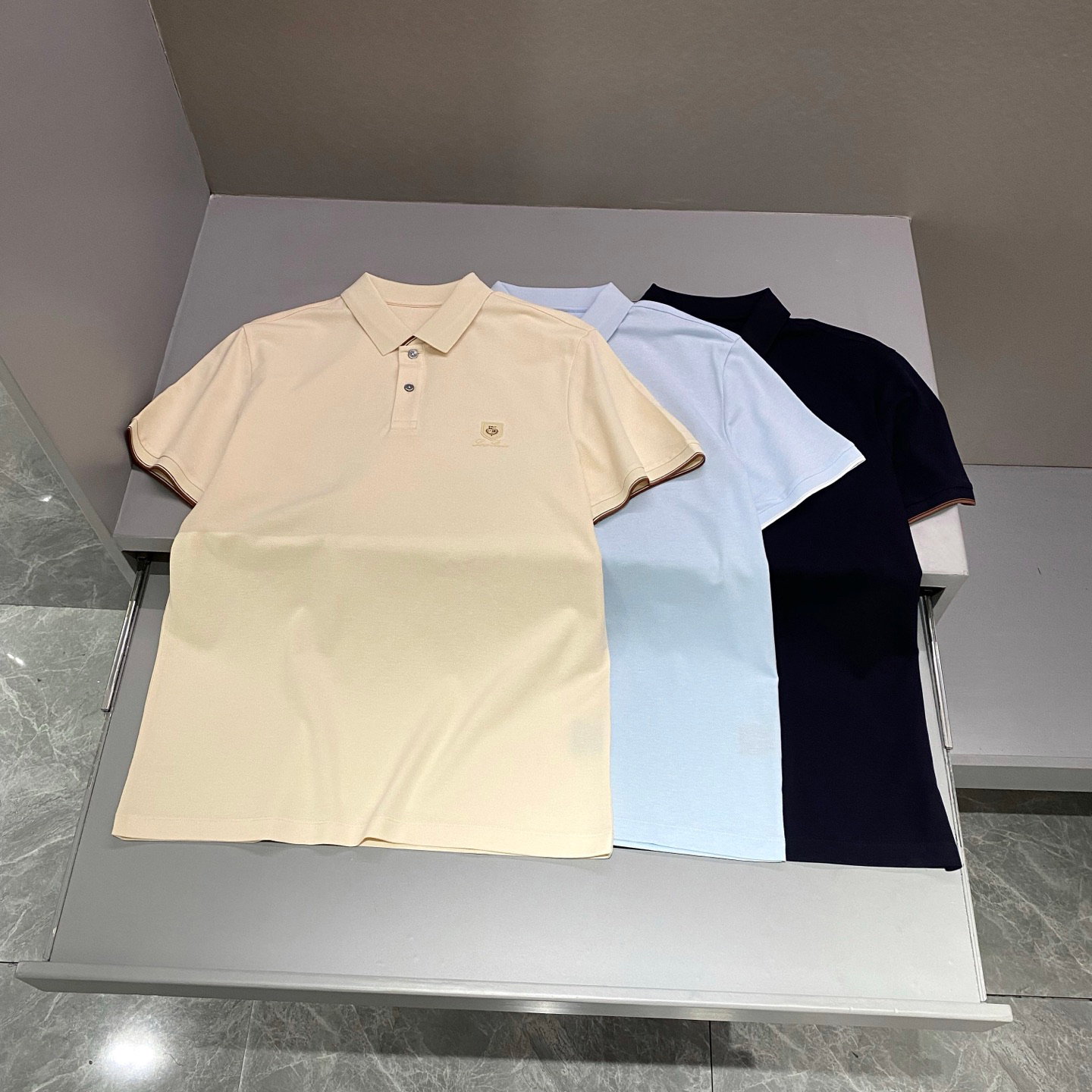 NIGO Loro Piana Men's Logo Embroidery T-Shirt Summer Solid Color Short Sleeve Lapel Knit Polo Shirt #nigo76216