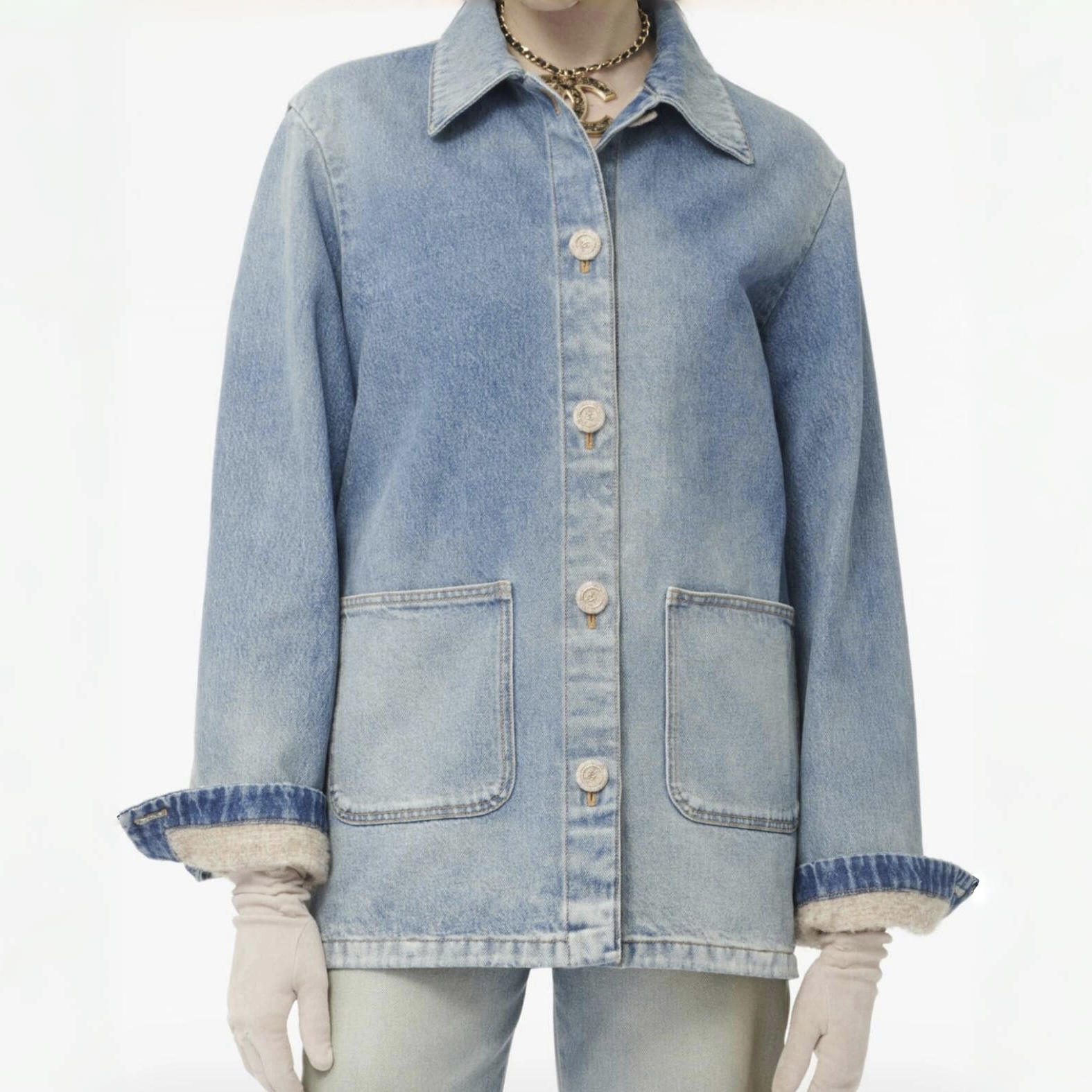 NIGO Chanel Women's Spring And Fall Blue Single Breasted Long Sleeved Denim Jacket #nigo76242