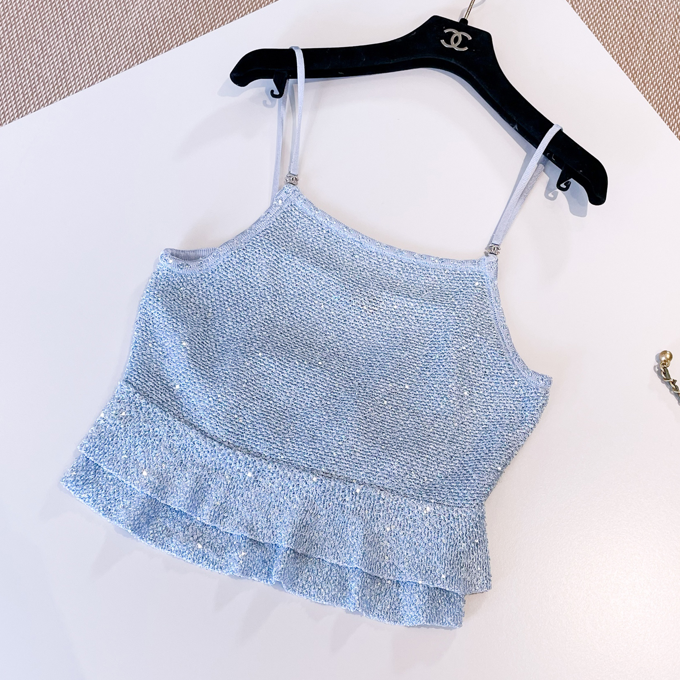 NIGO Chanel Women's Spring/Summer Sequins Lace Solid Color Casual Camisole Vest Ngvp #nigo1397