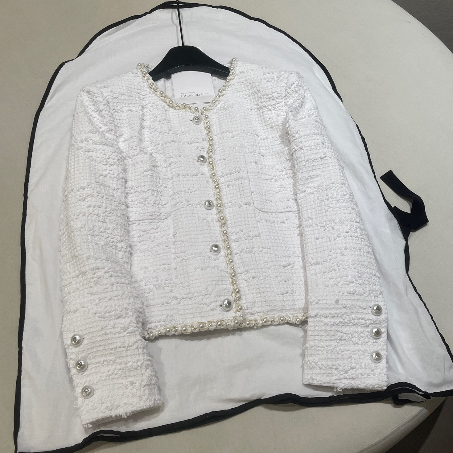 NIGO Chanel Women's Spring & Autumn Cotton Tweed & Faux Pearl Knit Solid Color Long Sleeve Jacket Coat Ngvp #nigo1398