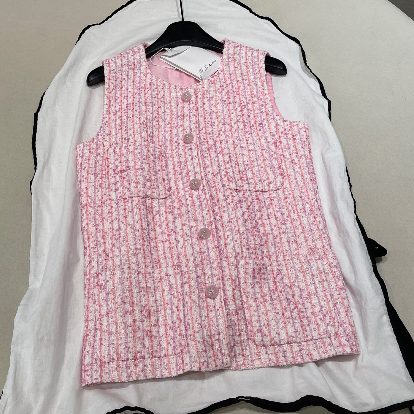 NIGO Chanel Women's Spring Solid Color Round Collar Wool Tweed Sleeveless Single Breasted Jacket #nigo76238