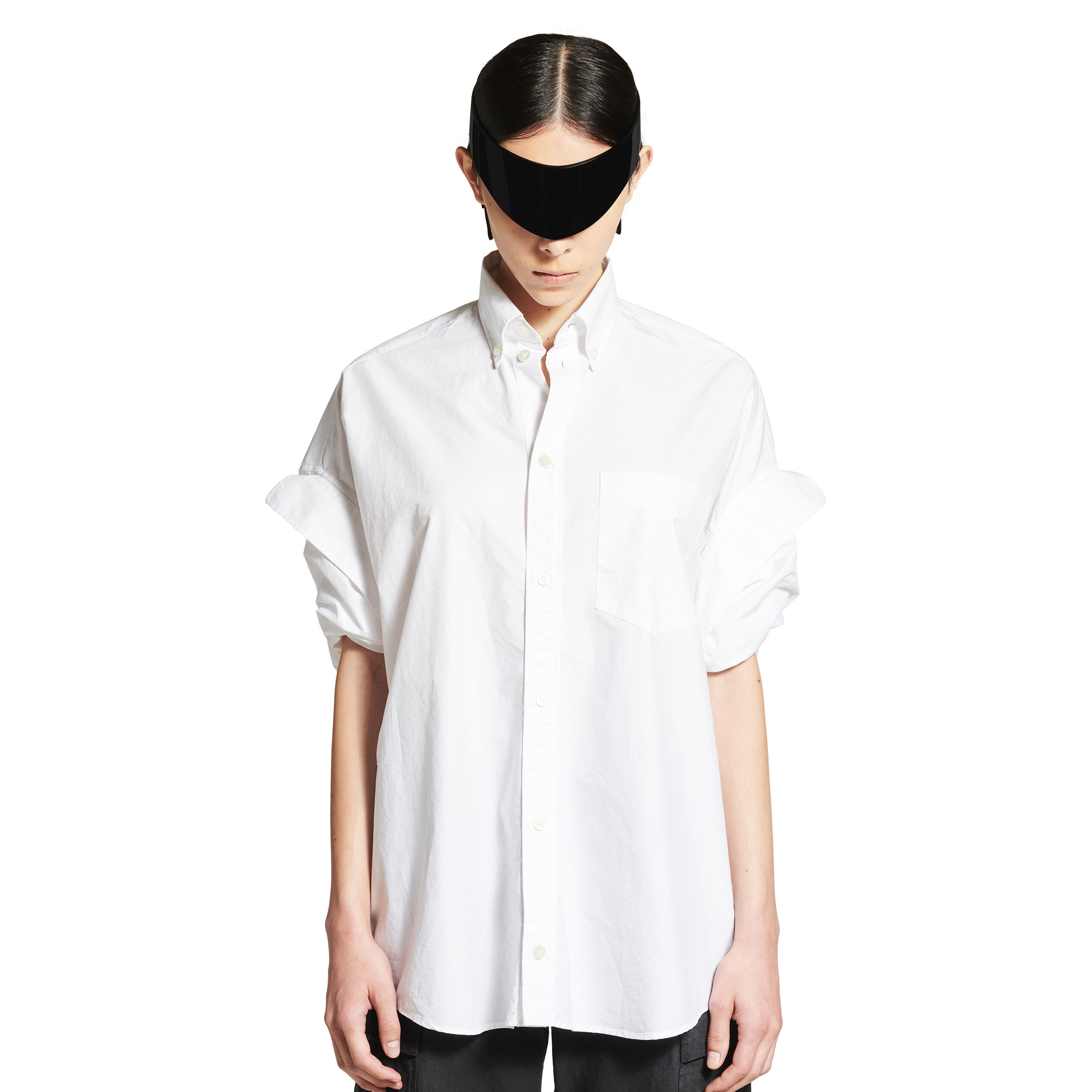 NIGO Balenciaga Men's Women's Spring Summer Autumn Lapel Fit White Cotton Poplin Round Hem Folded Sleeve Shirt Ngvp #nigo1399