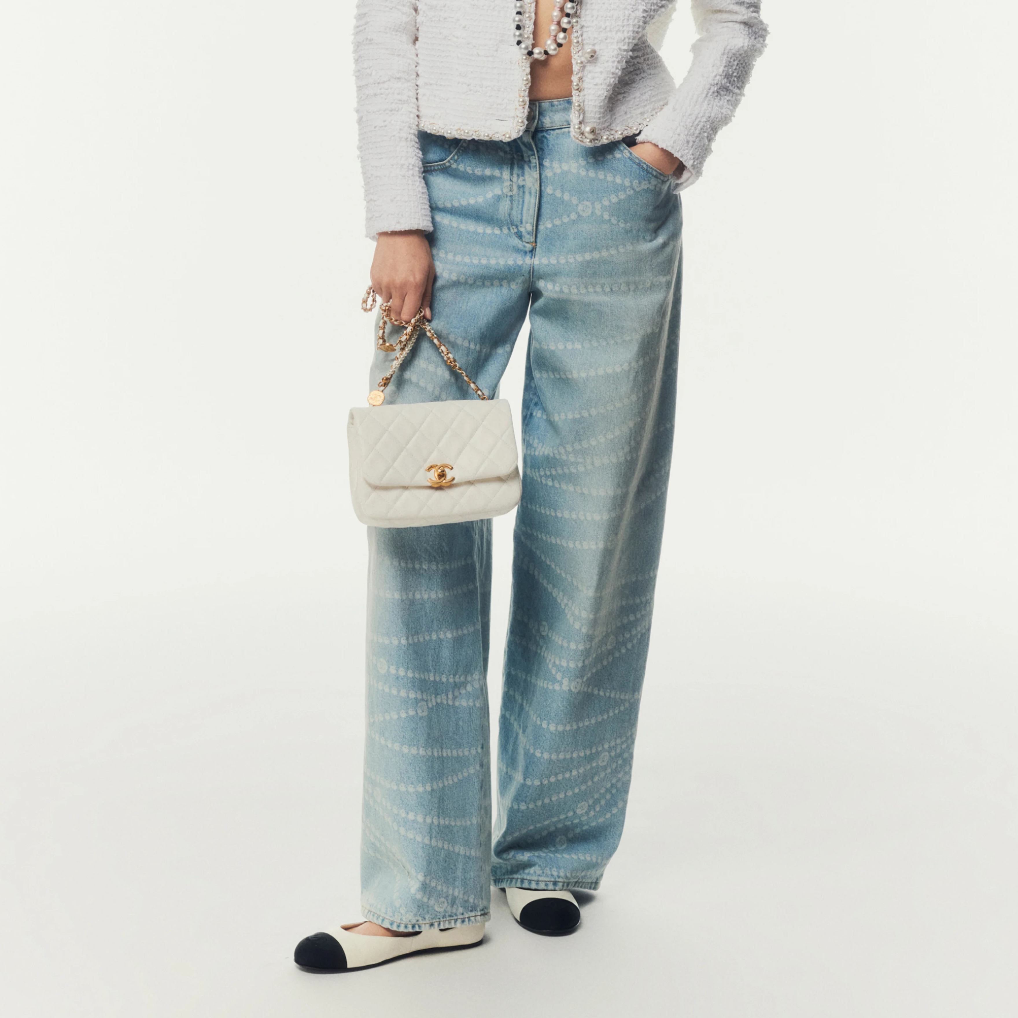 NIGO Chanel Women's Chain Printed Zipper Casual Wide Leg Pants Four Seasons Loose Cotton Denim Trousers Pants #nigo76228